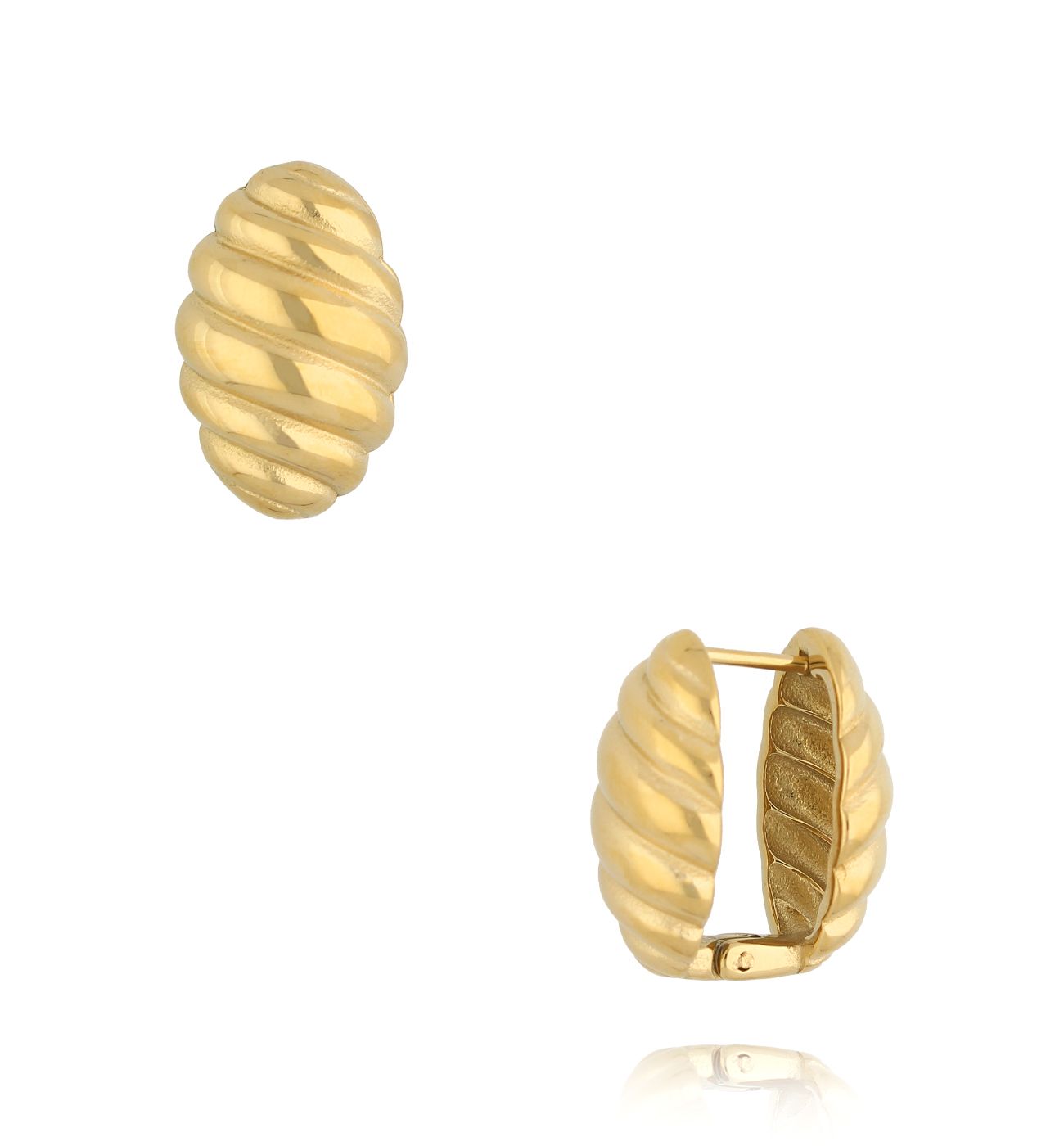 Kolczyki złote karbowane Paula - By Dziubeka