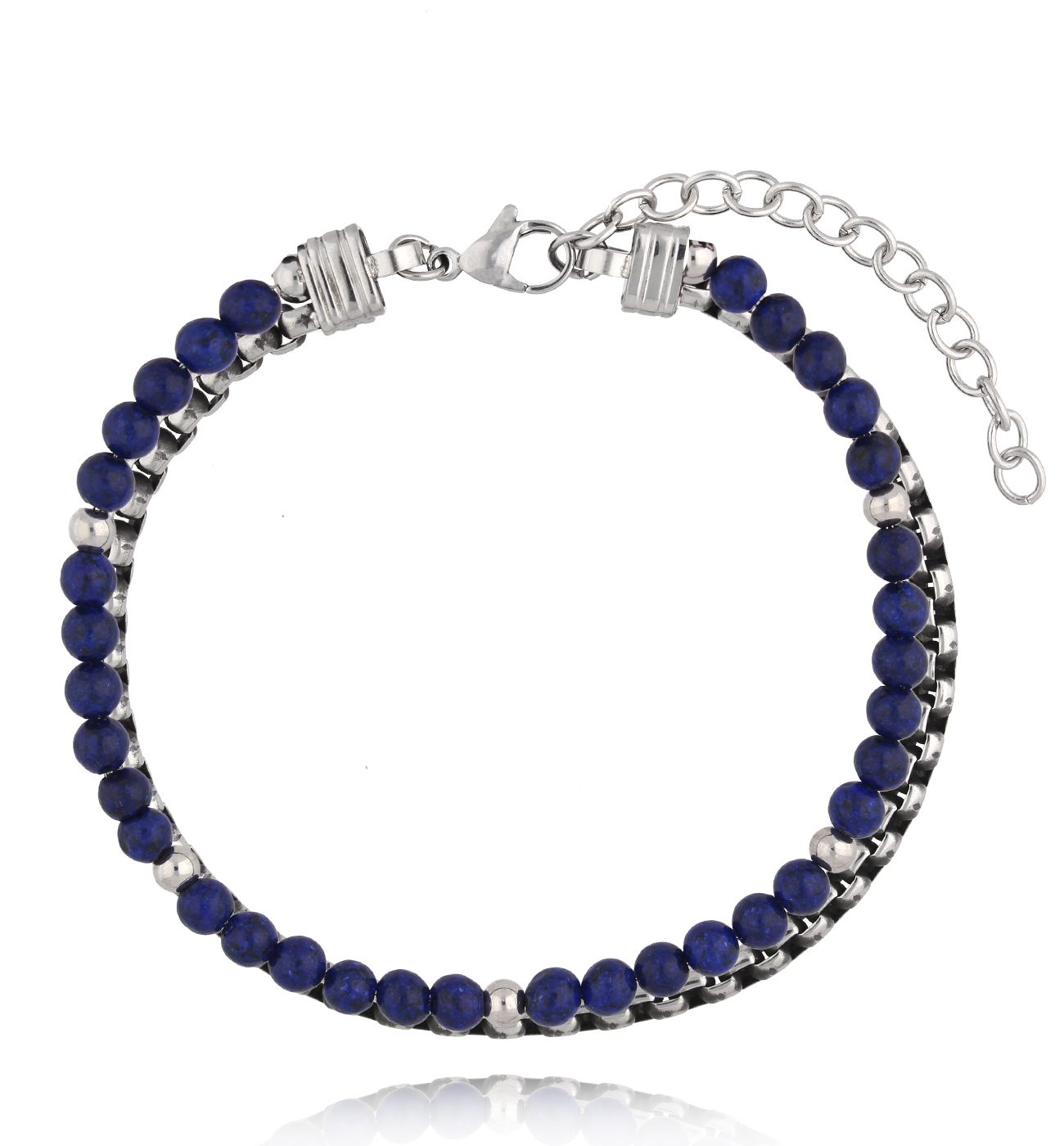 Bransoletka męska z lapisami i łańcuchem Meldun BMITC0719