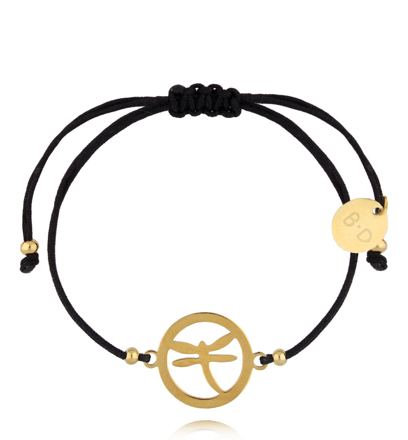 Bransoletka czarna ze złotą ważką Attraction BGL0934