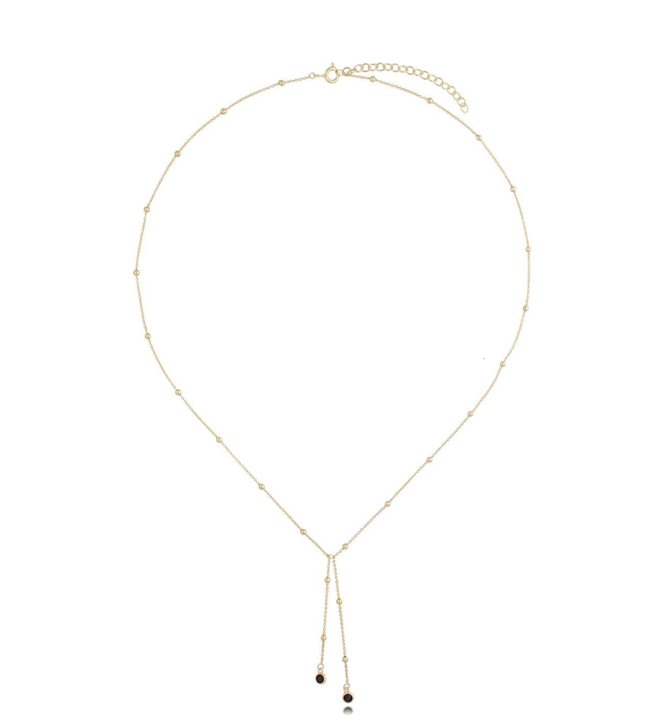 Naszyjnik srebrny pozłacany z krawatką i czarnymi cyrkoniami NSE0135