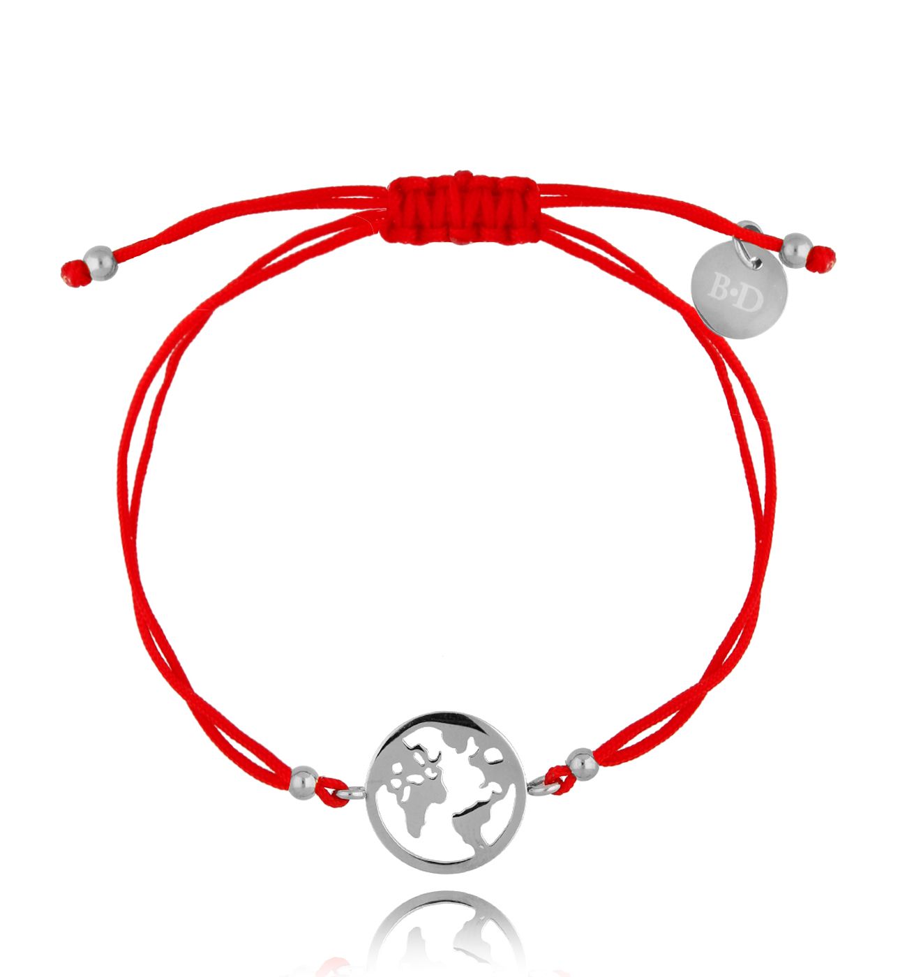 Bransoletka czerwono-srebrna z Ziemią Voyager BGL0556