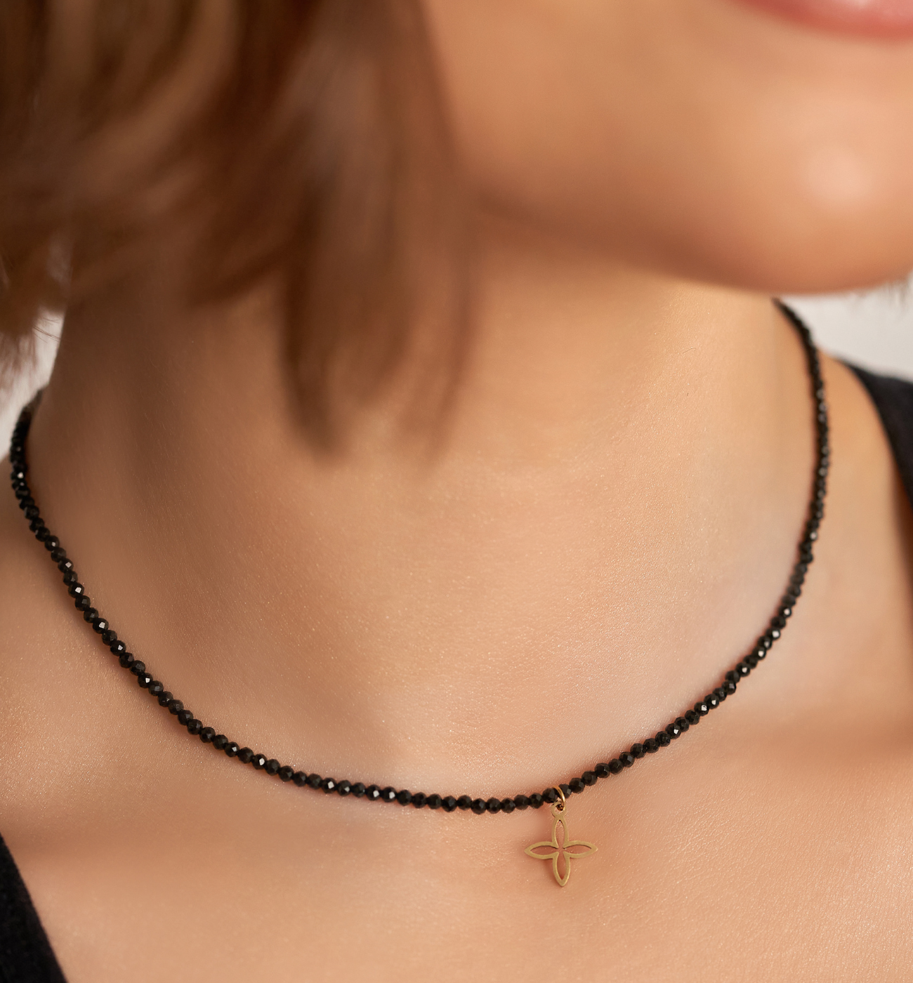 Naszyjnik z czarnymi turmalinami i zawieszką Lifestyle - By Dziubeka
