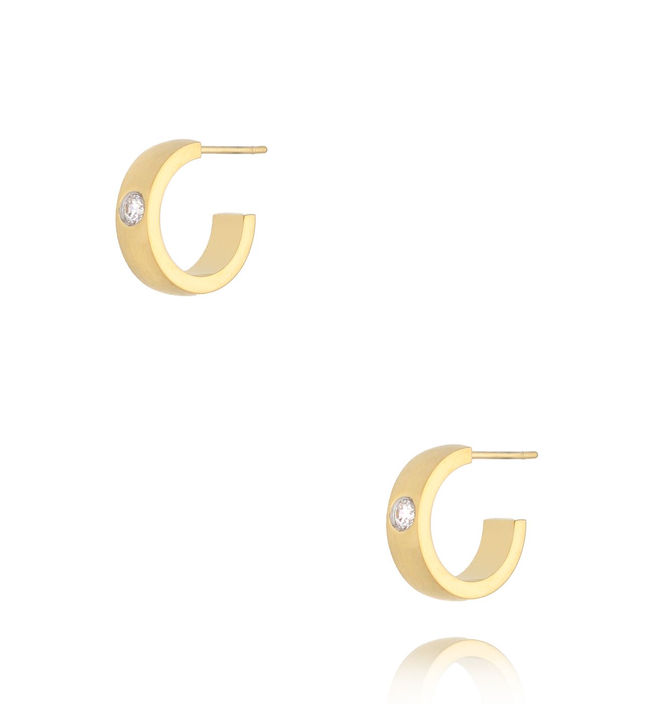 Kolczyki złote okrągłe z cyrkonią Nemsi 045 - By Dziubeka