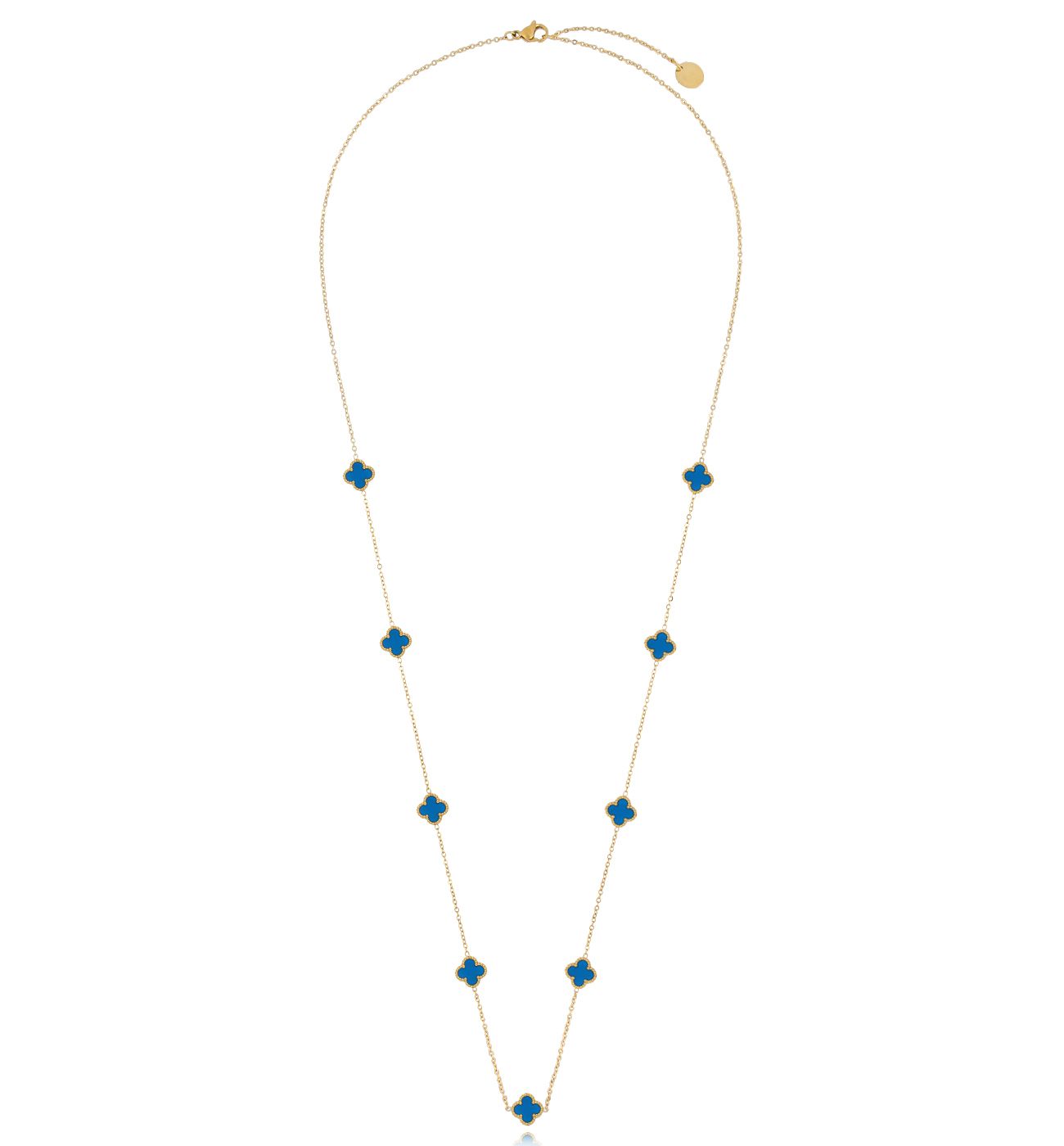 Naszyjnik z niebieskimi koniczynkami długi NSY0304