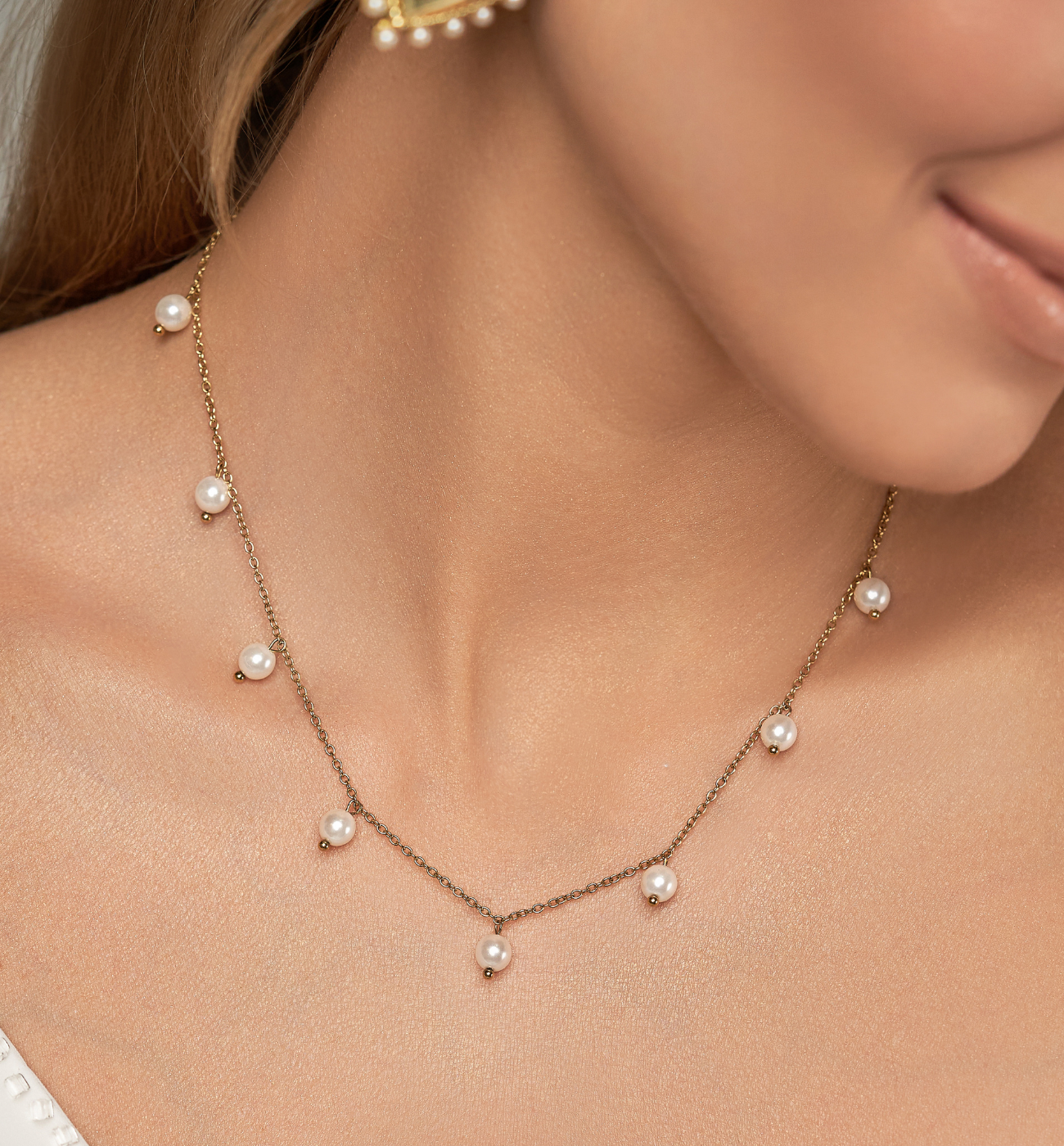 Naszyjnik złoty z perłami Arua - By Dziubeka