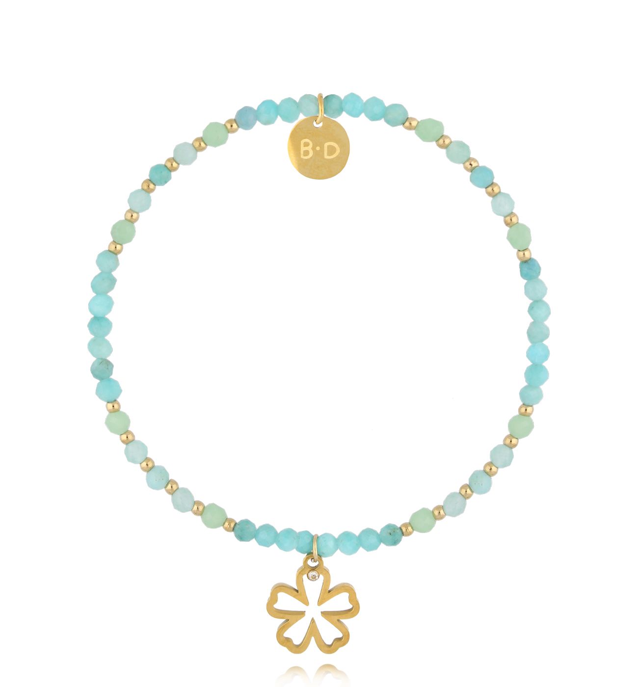 Bransoletka z amazonitami i kwiatuszkiem - By Dziubeka