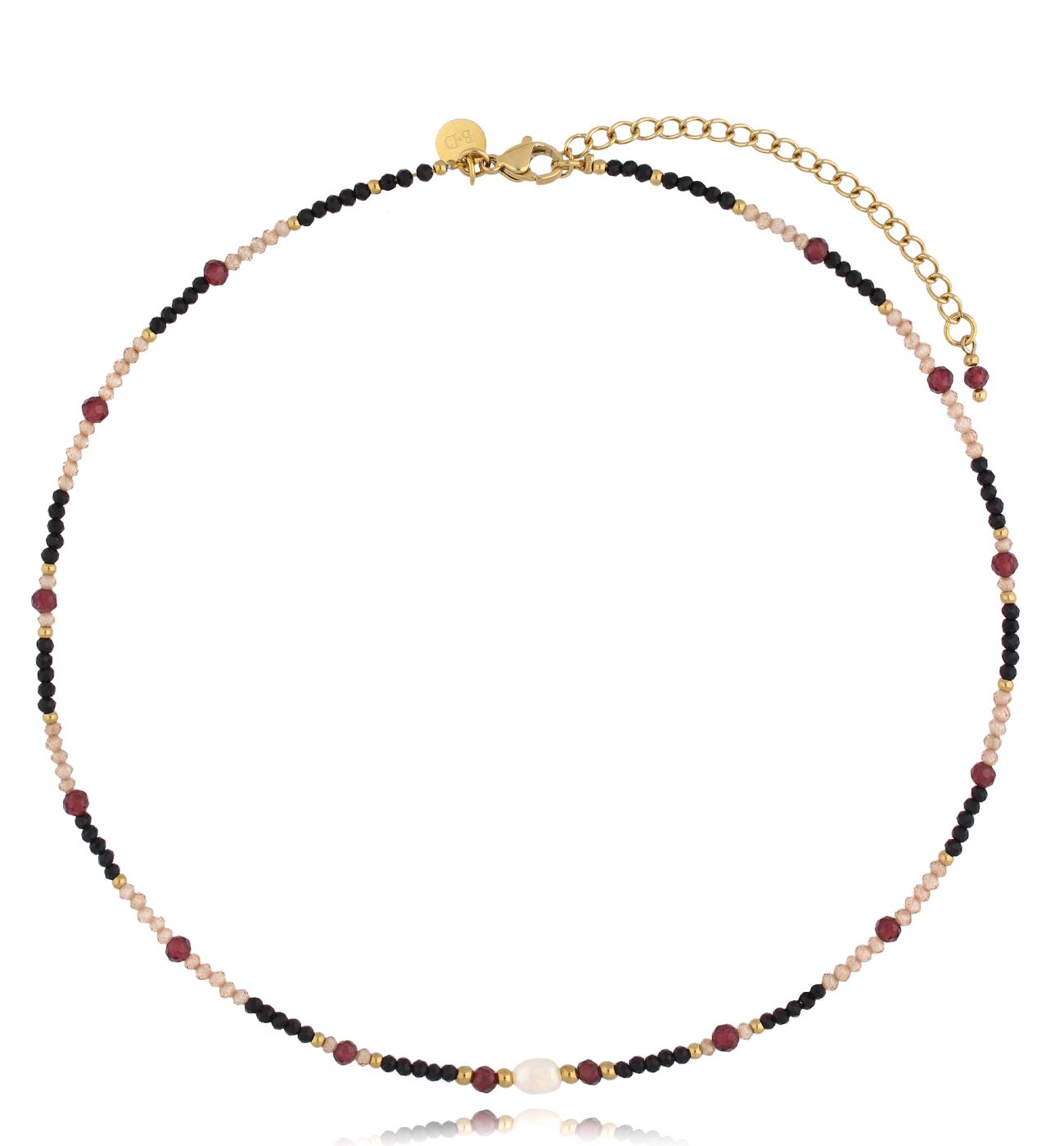 Naszyjnik czarno bordowy z kamieniami naturalnymi Latifa NSC0461