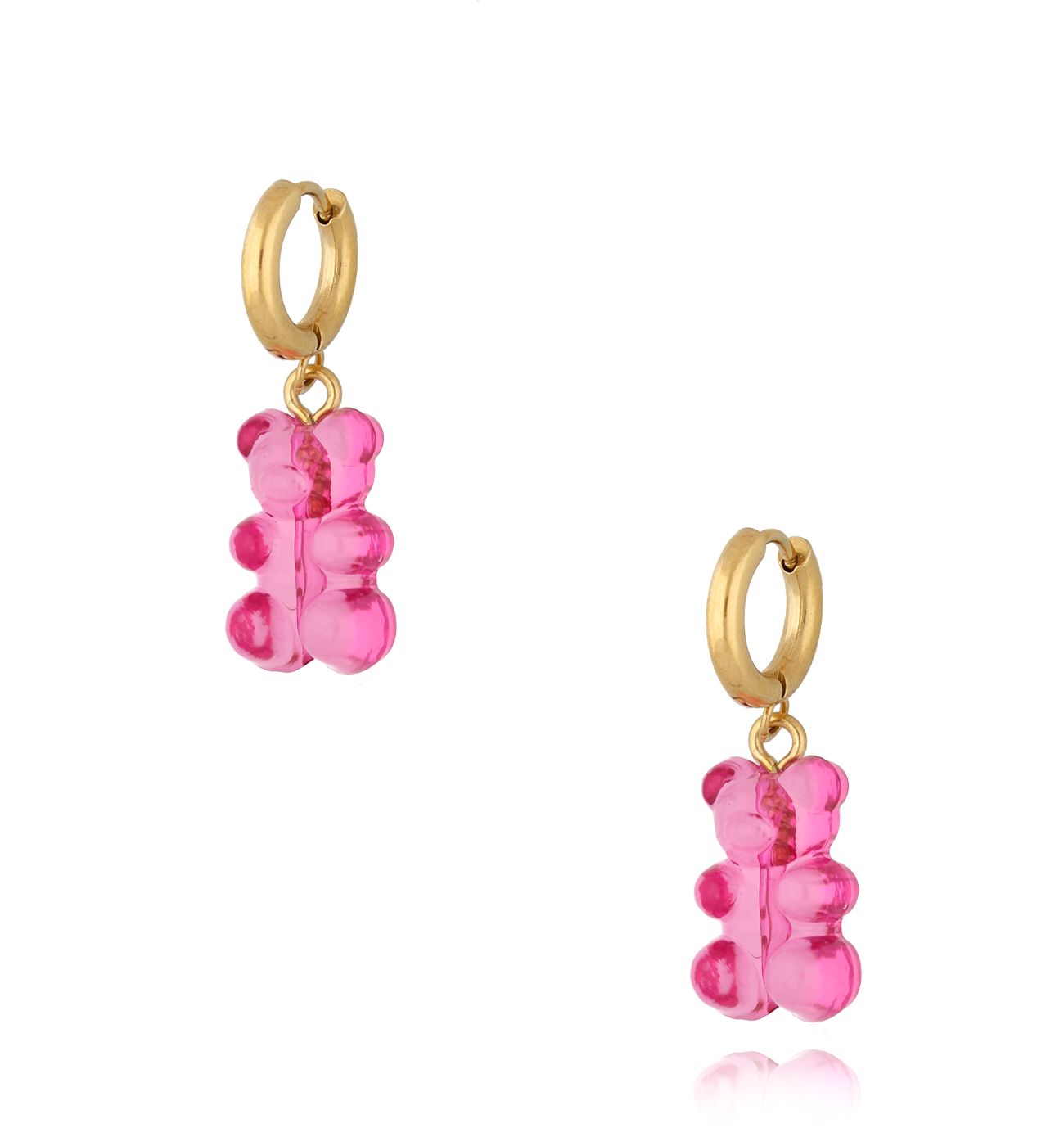 Kolczyki z fuksjowymi misiami Bear KSC0114 - By Dziubeka