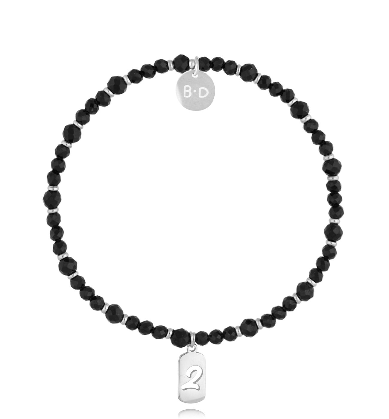 Bransoletka z agatami i cyfrą 2 srebrna - By Dziubeka