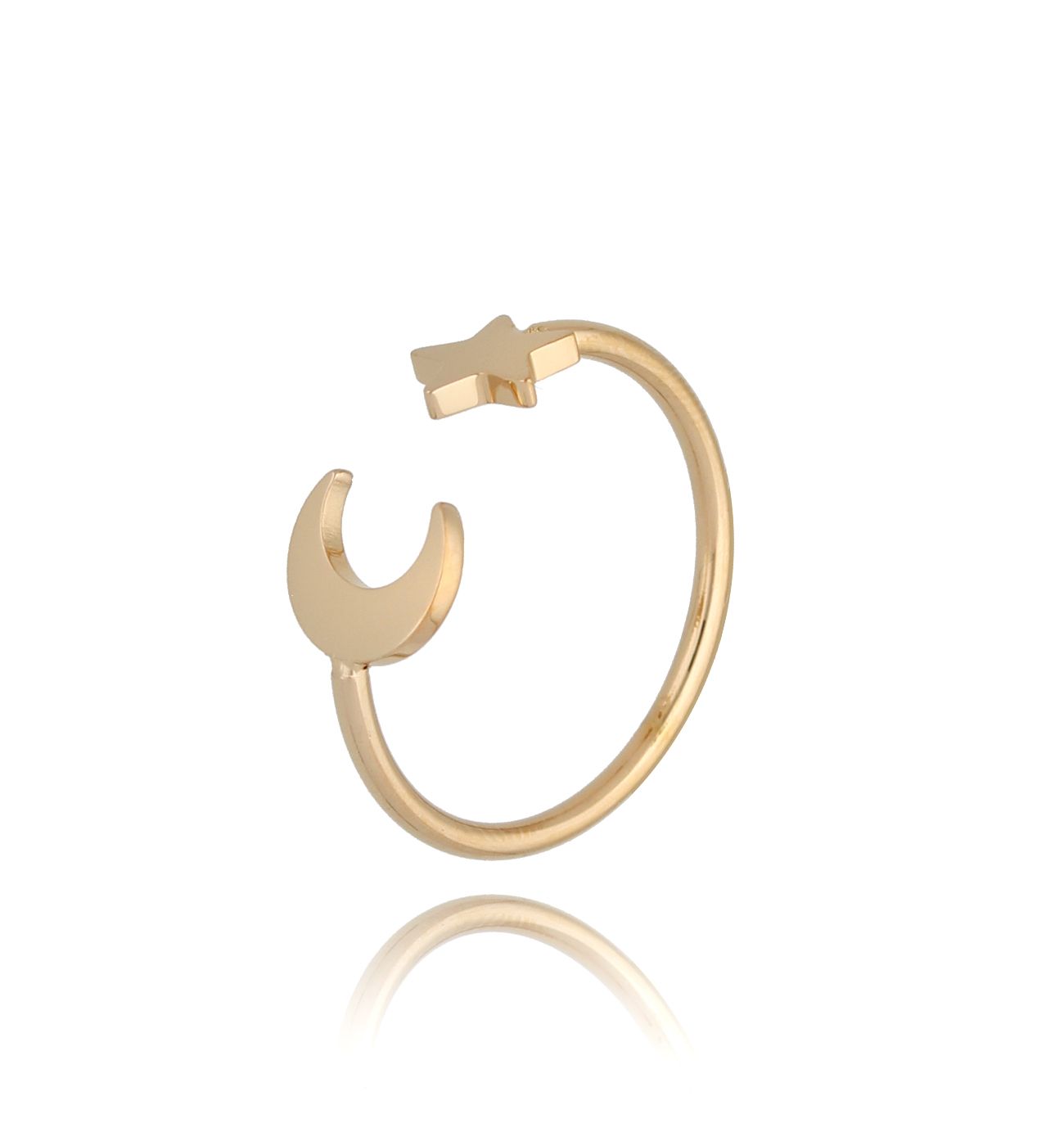 Pierścionek pozłacany z gwiazdką i księżycem Astro PSA0298