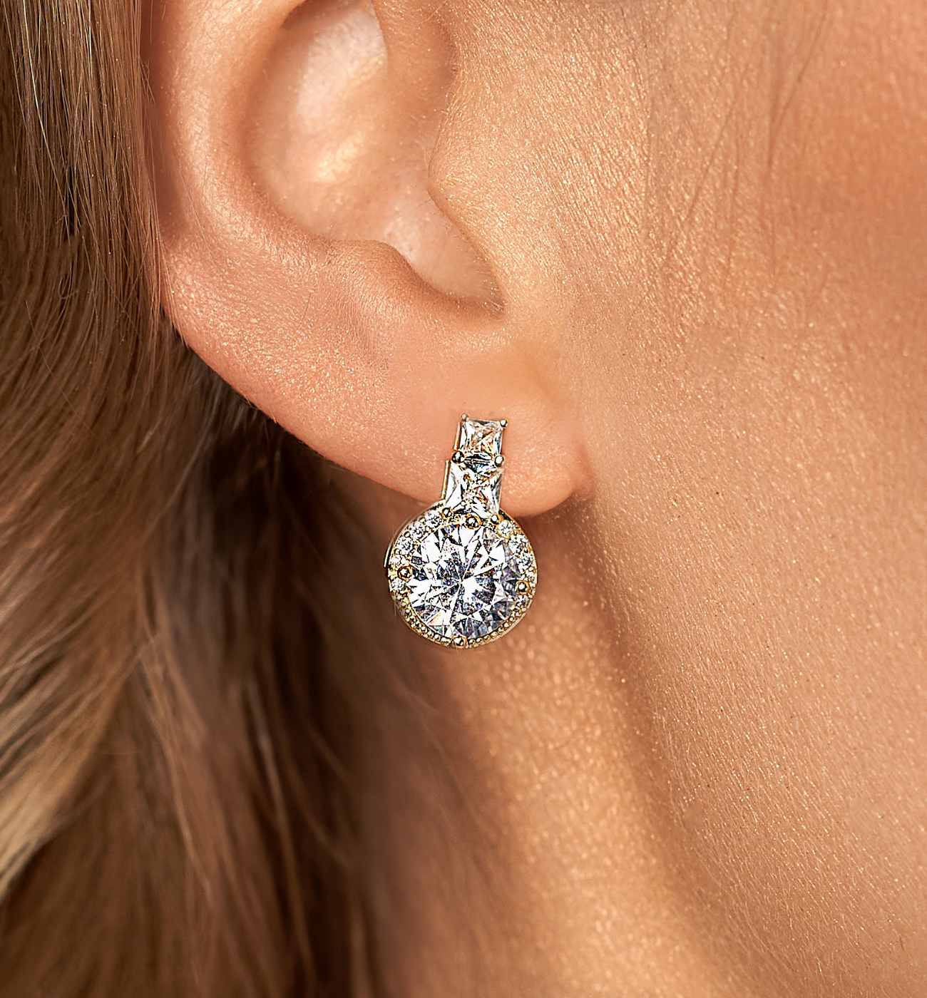 Kolczyki złote z kryształami Zhaohui - By Dziubeka