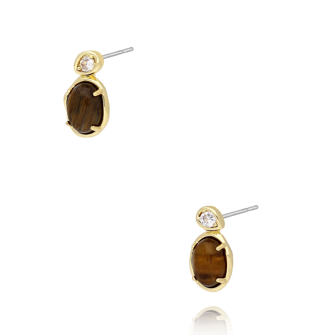 Kolczyki złote z brązowym oczkiem KLU0037