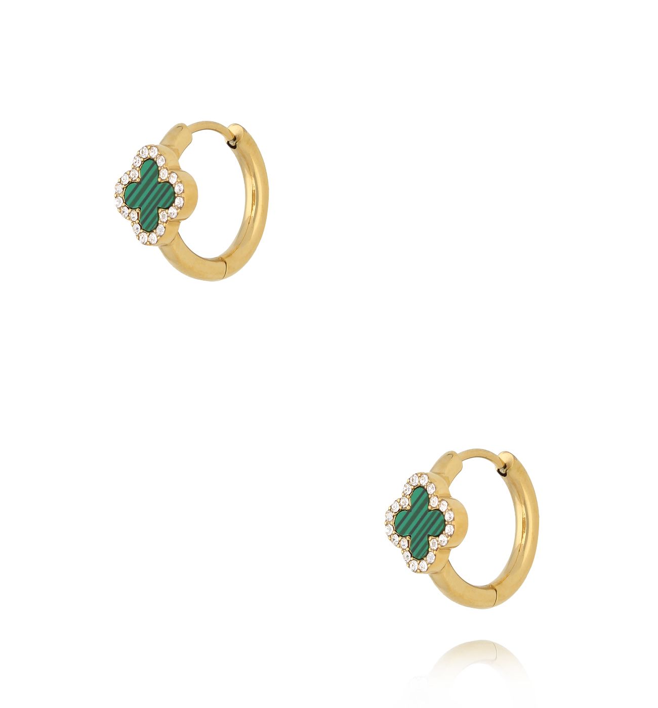 Kolczyki kółka z zielonymi koniczynkami - By Dziubeka