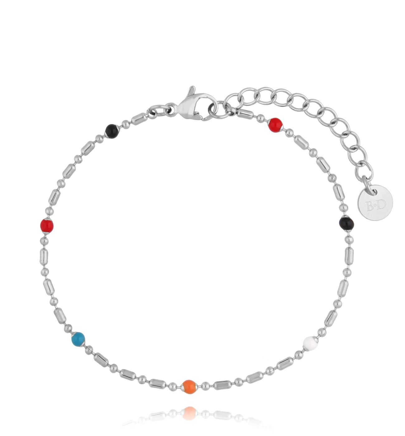 Bransoletka z kolorową emalią srebrna Pure Steel BSA0638