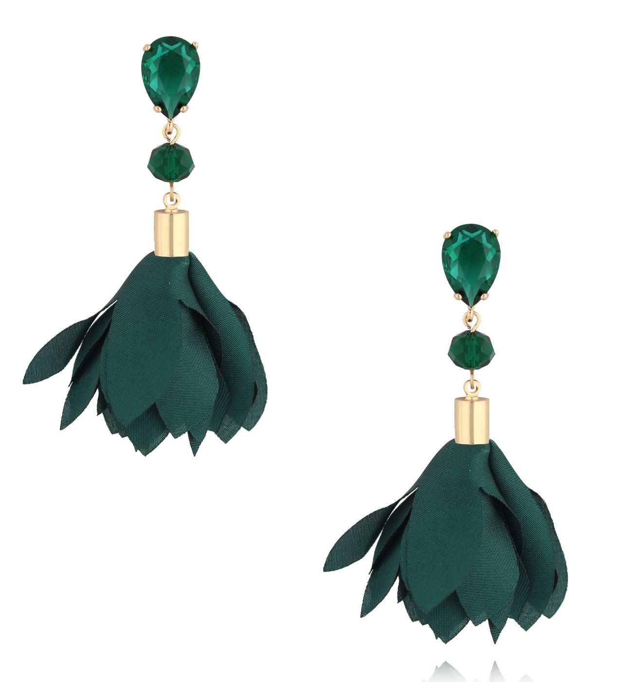 Kolczyki z zieloną tkaniną KBL1892