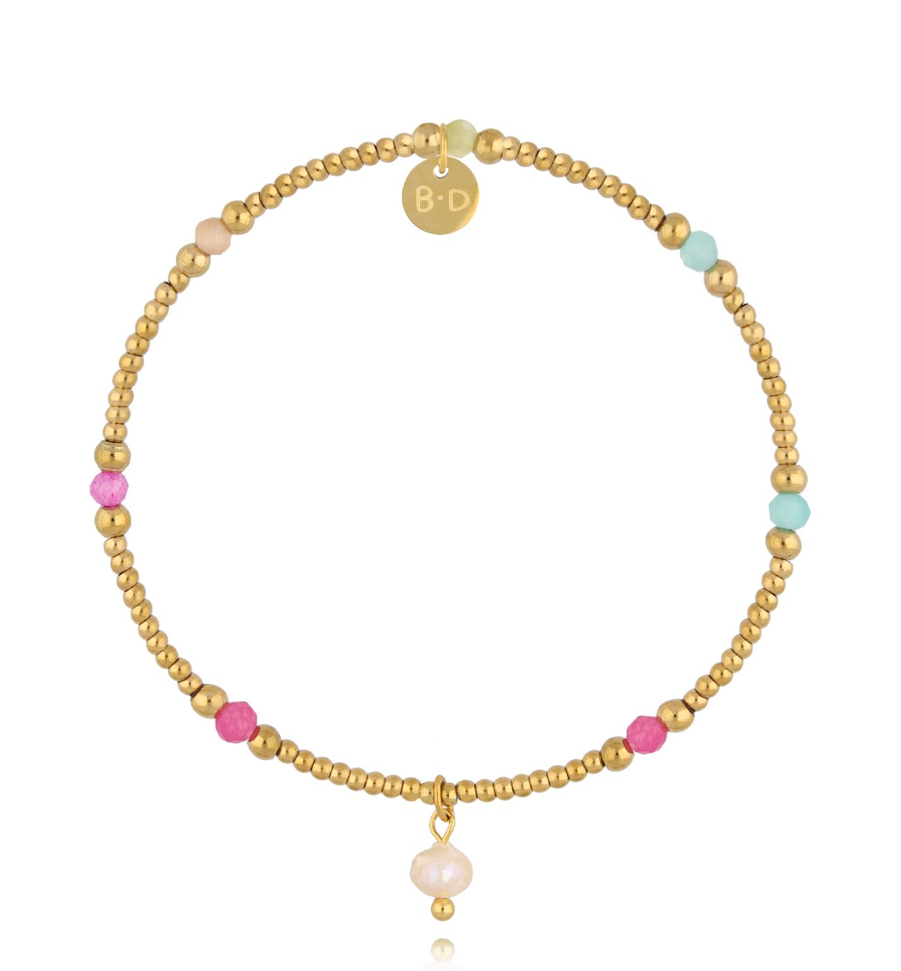 Bransoletka złota z kamieniami - By Dziubeka