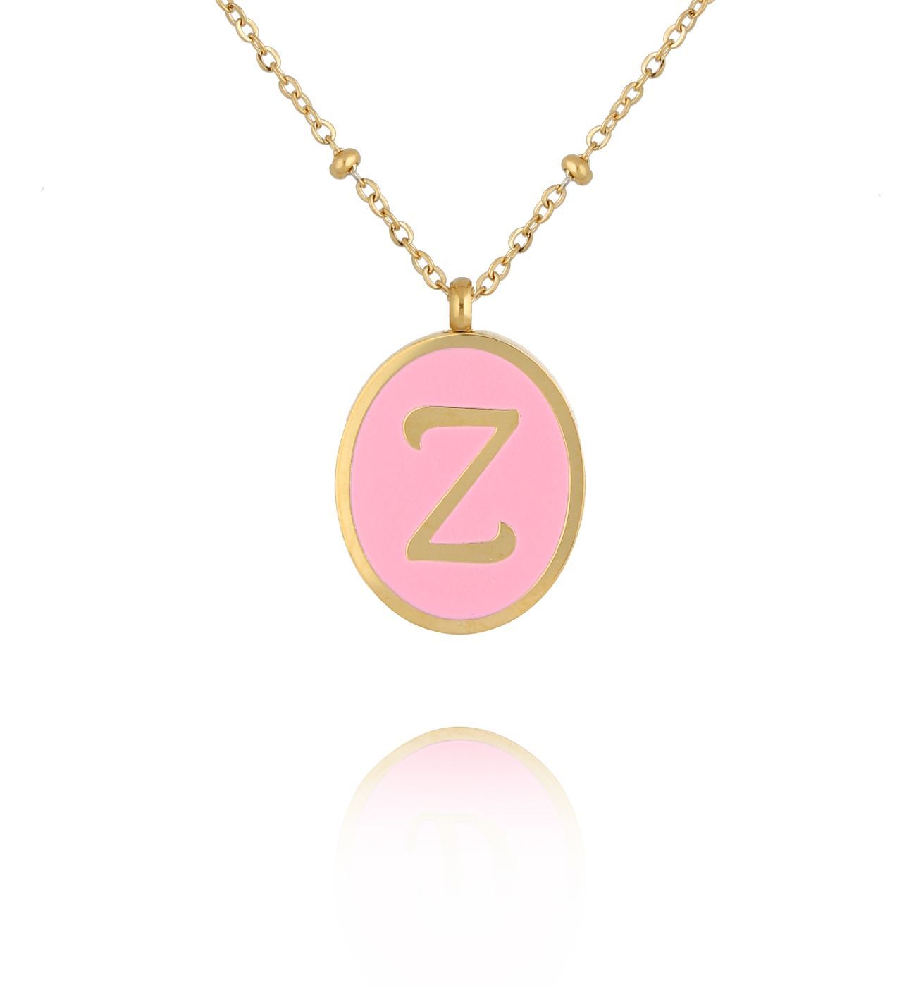 Naszyjnik z różową emalią z literą Z Vintage Enamel Alphabet NSA1298