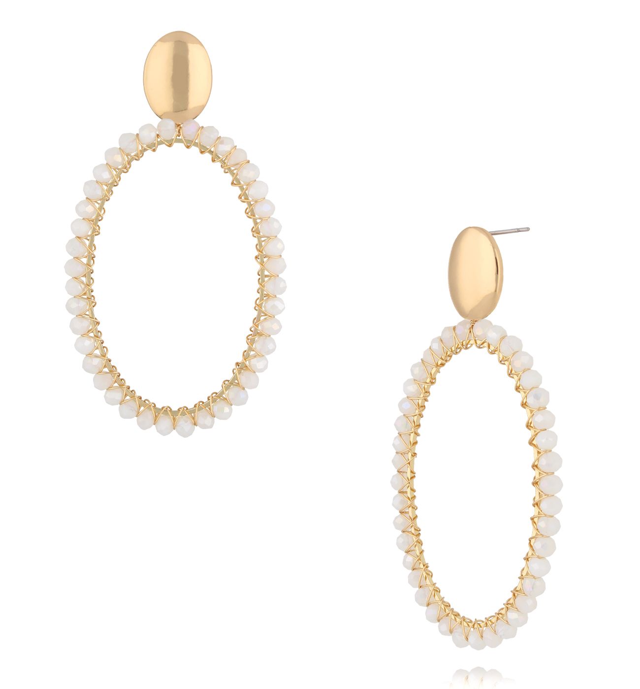 Kolczyki z białymi kryształkami KWE0286 - By Dziubeka