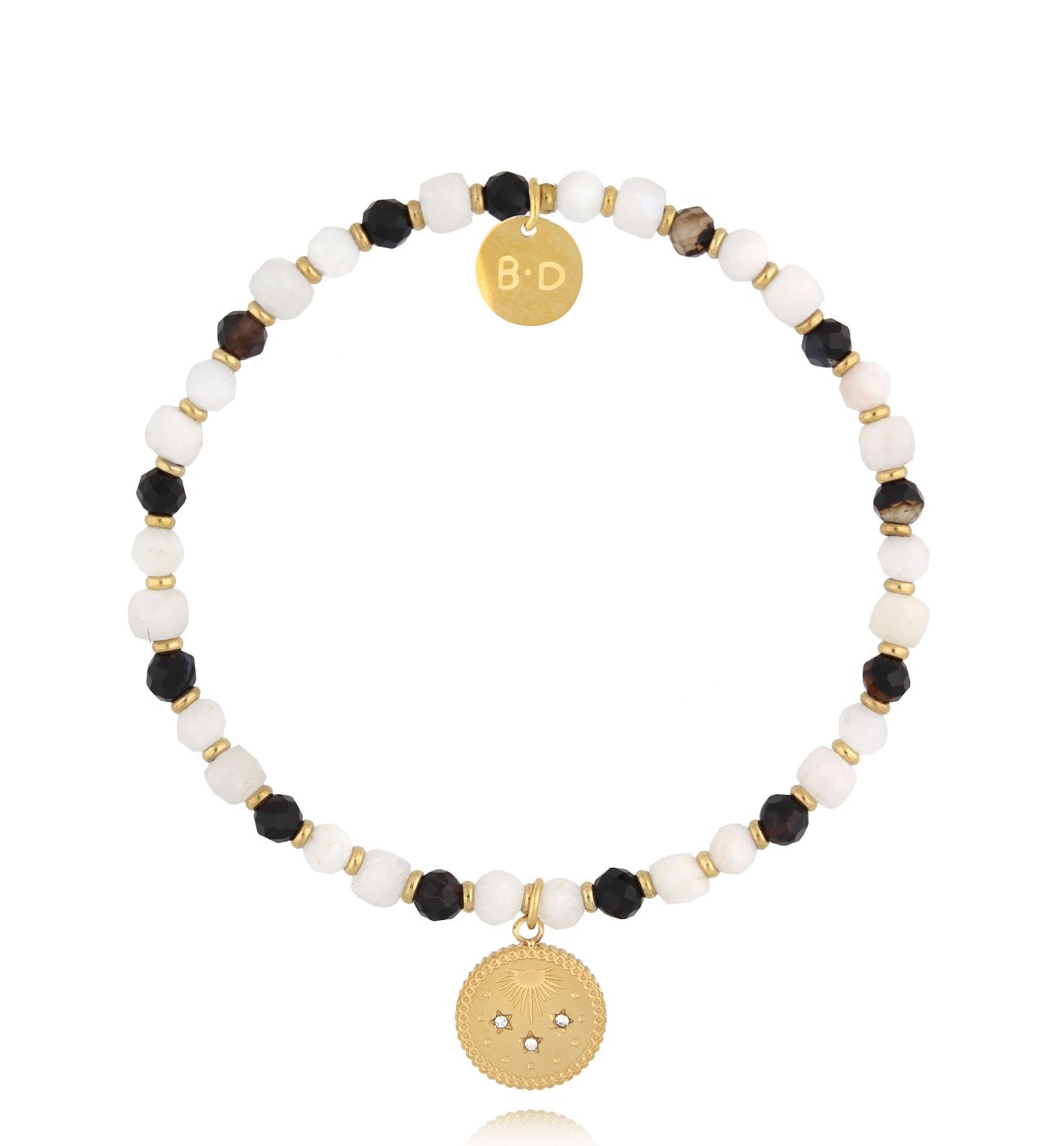 Bransoletka z kamieniami księżycowymi i agatami - By Dziubeka