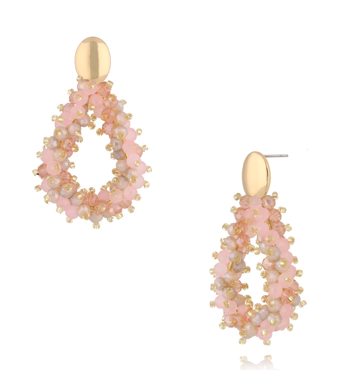 Kolczyki z różowymi kryształkami KWE0257 - By Dziubeka