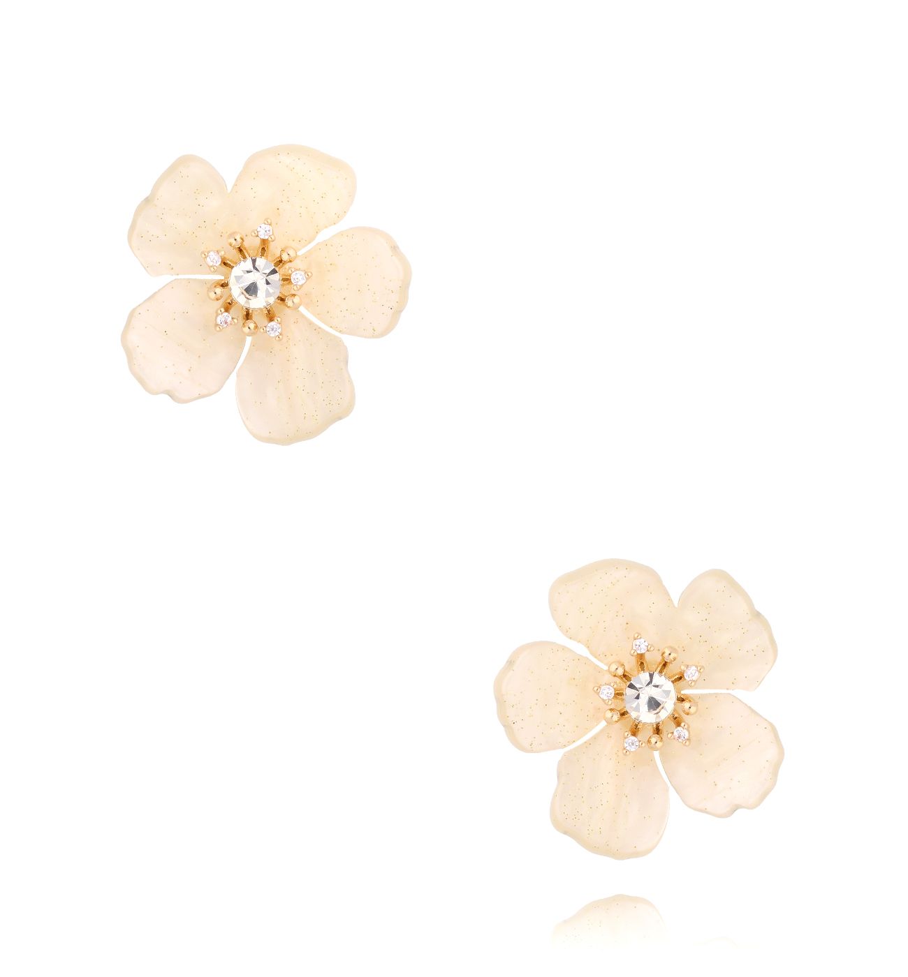 Kolczyki kremowe kwiatki Seneghe KZA0303 - By Dziubeka