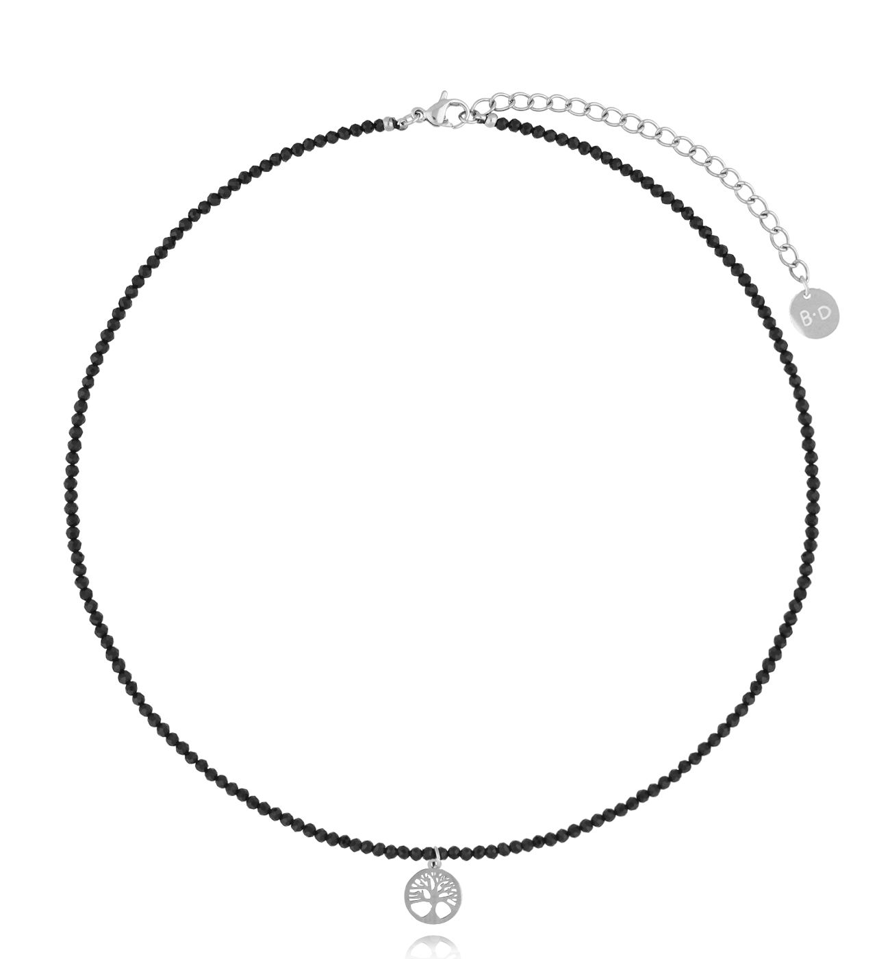Naszyjnik z czarnymi turmalinami i drzewkiem Lifestyle NTW1118