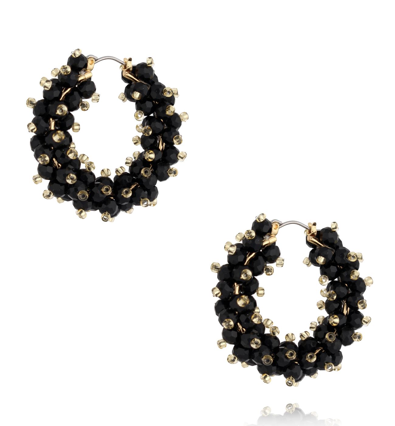 Kolczyki okrągłe z czarnymi kryształkami KWE0319 - By Dziubeka