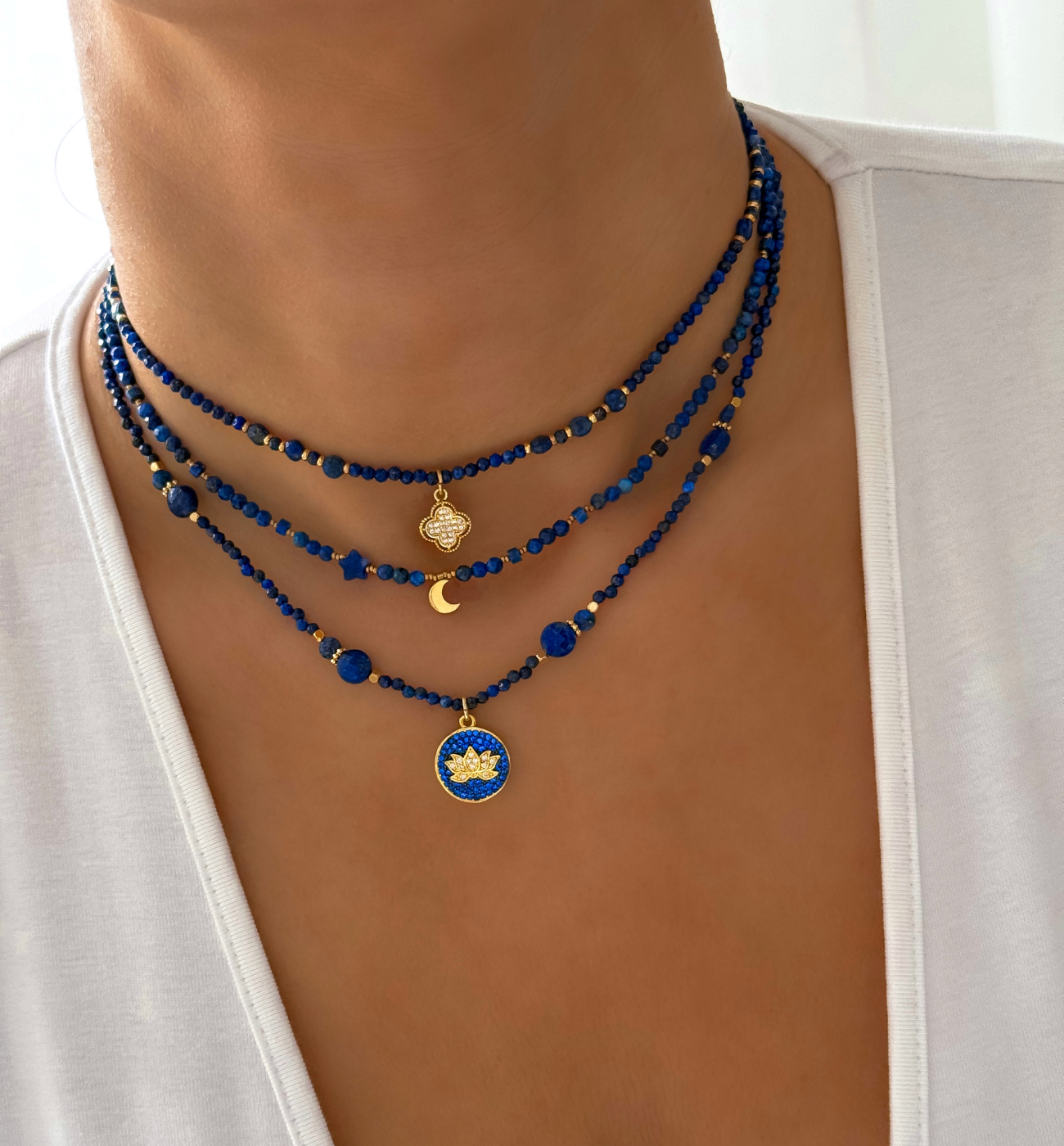 Naszyjnik granatowy z księżycem - By Dziubeka