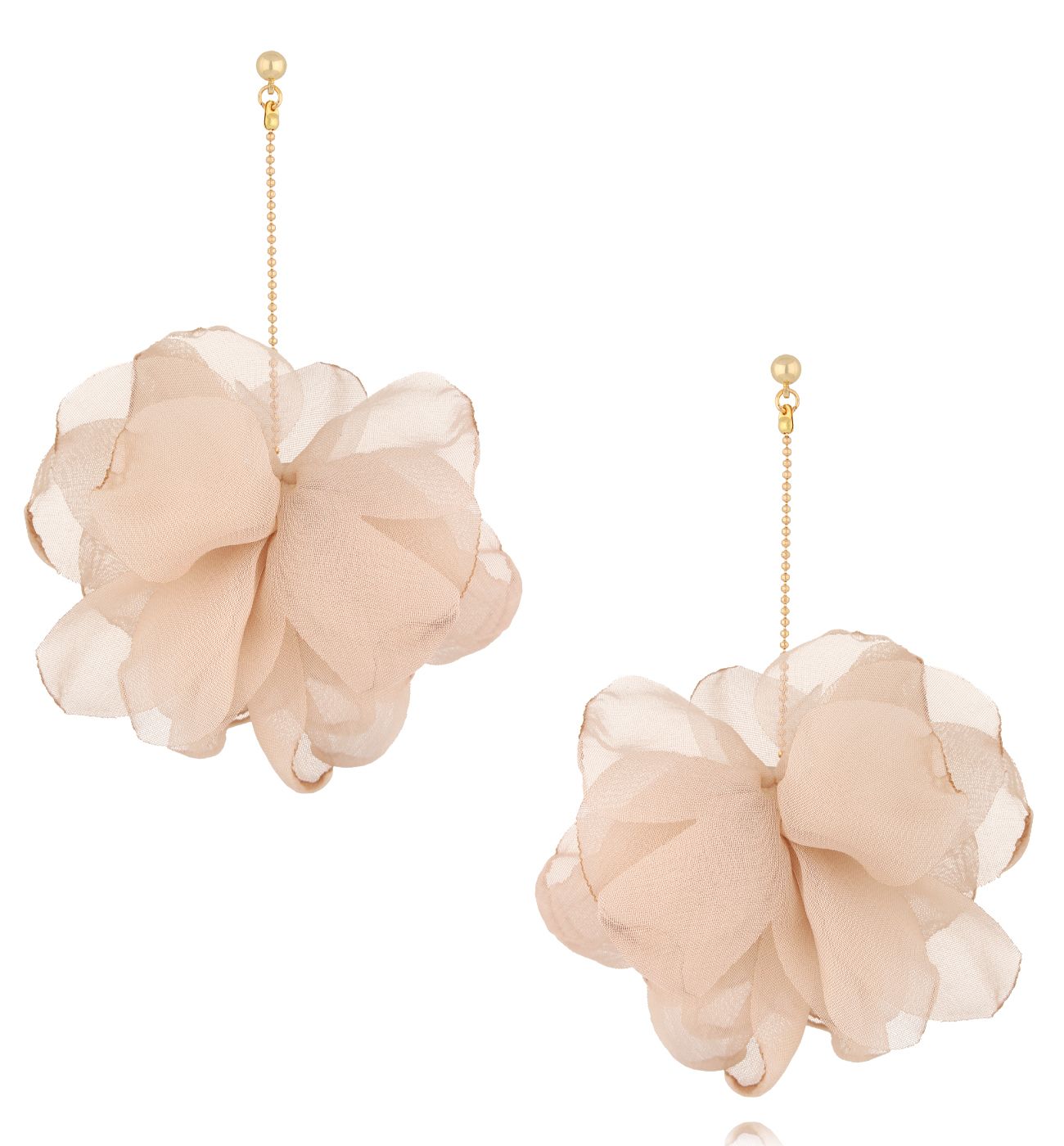 Kolczyki z beżową tkaniną - By Dziubeka