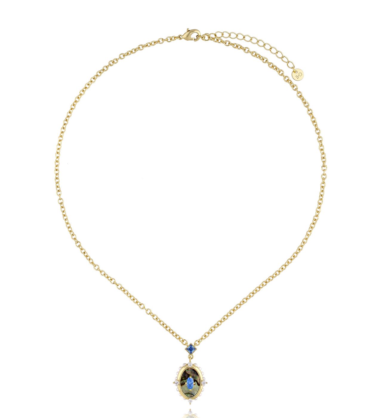 Naszyjnik z muszlą abalone złoty NLU0015 - By Dziubeka