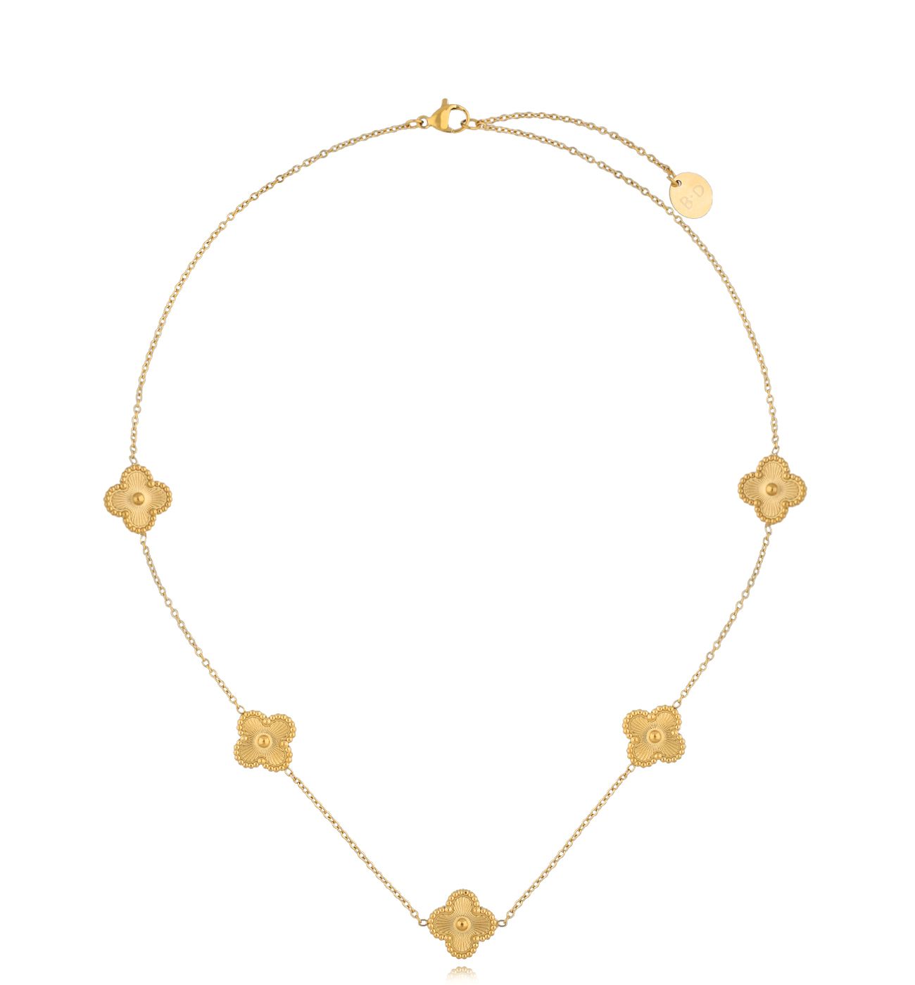 Naszyjnik ze złotymi koniczynkami Clovers NSY0267 - By Dziubeka