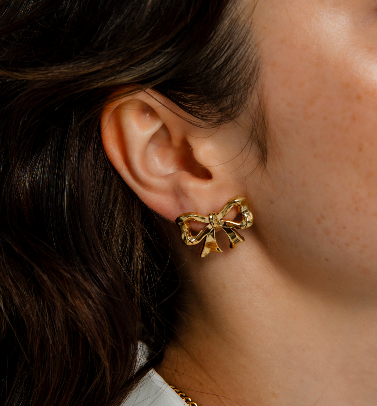 Kolczyki kokardki złote Fiocchi d'Amore - By Dziubeka