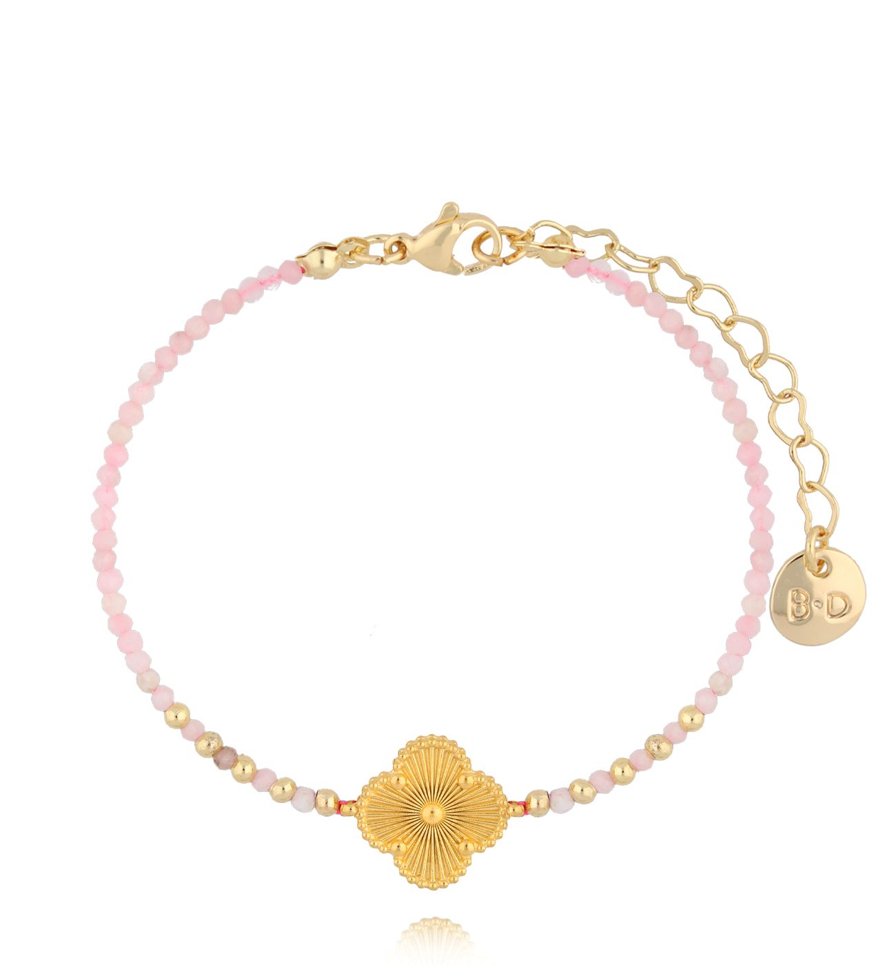 Bransoletka z różowymi opalami i koniczynką More Than BMT0261