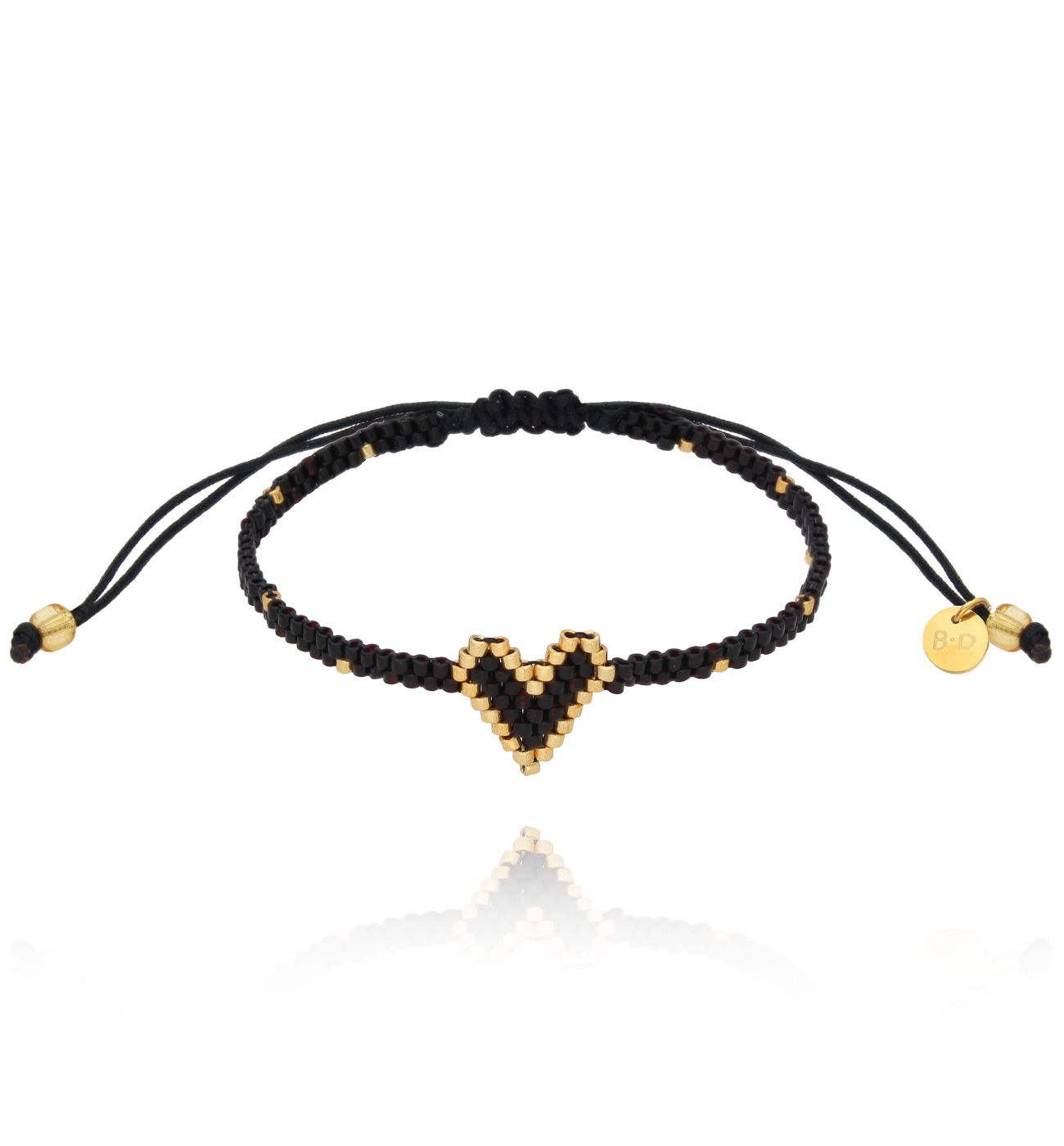 Bransoletka czarna z sercem Ghalia BSC1580