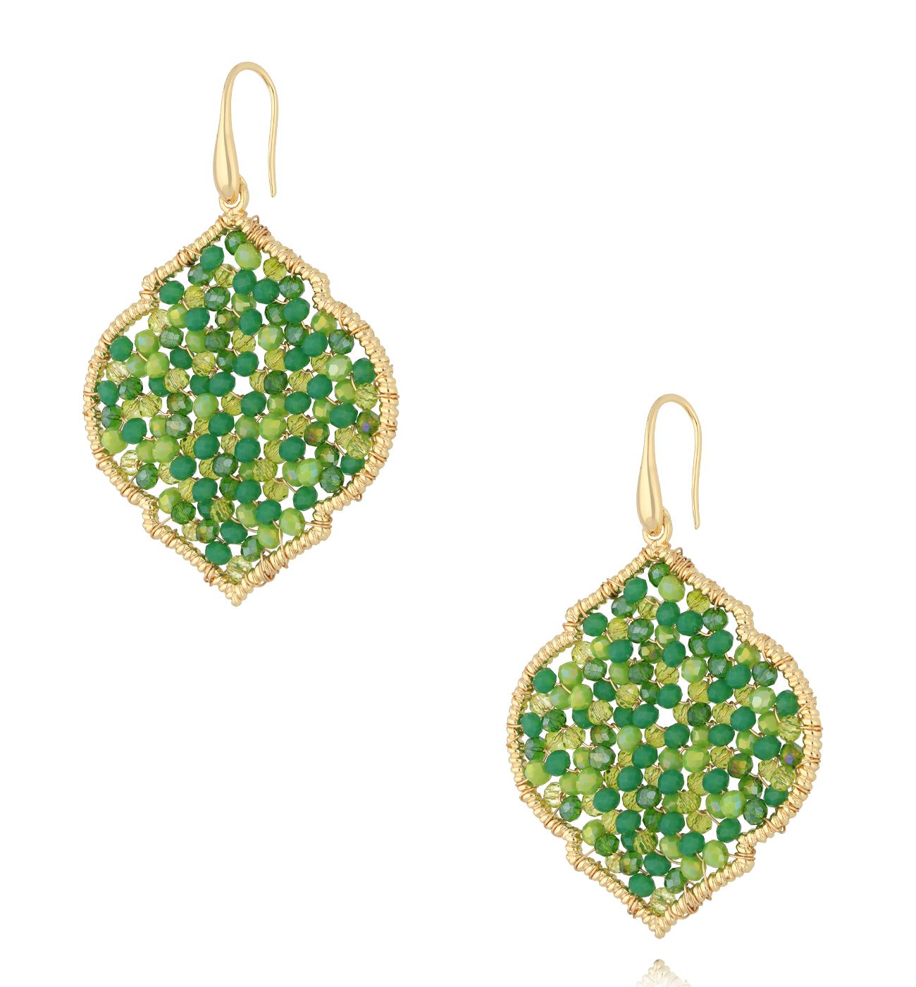 Kolczyki z zielonymi kryształkami KWE0202 - By Dziubeka