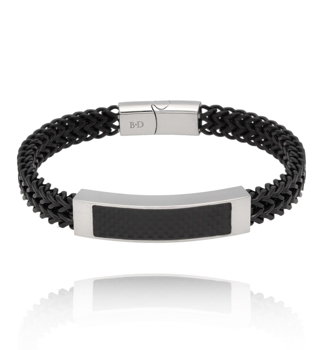 Bransoletka czarna z łańcuchem i magnesem 18 - By Dziubeka