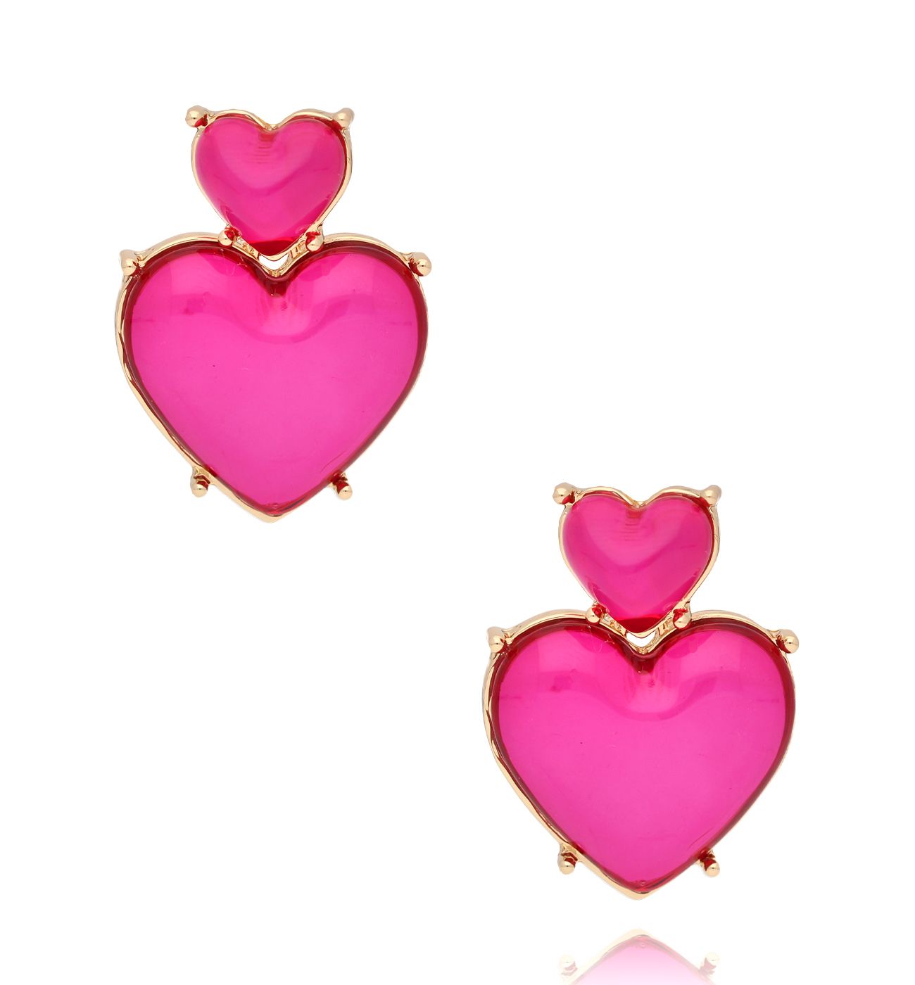 Kolczyki fuksjowe z sercami Palette KZA0321 - By Dziubeka