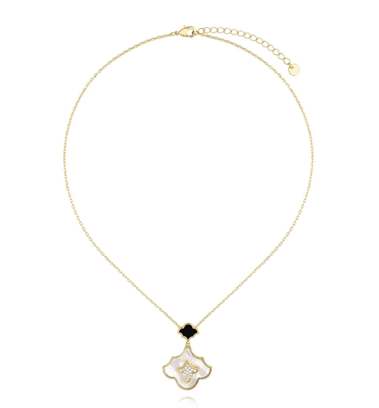 Naszyjnik z czarno białą zawieszką NLU0016 - By Dziubeka