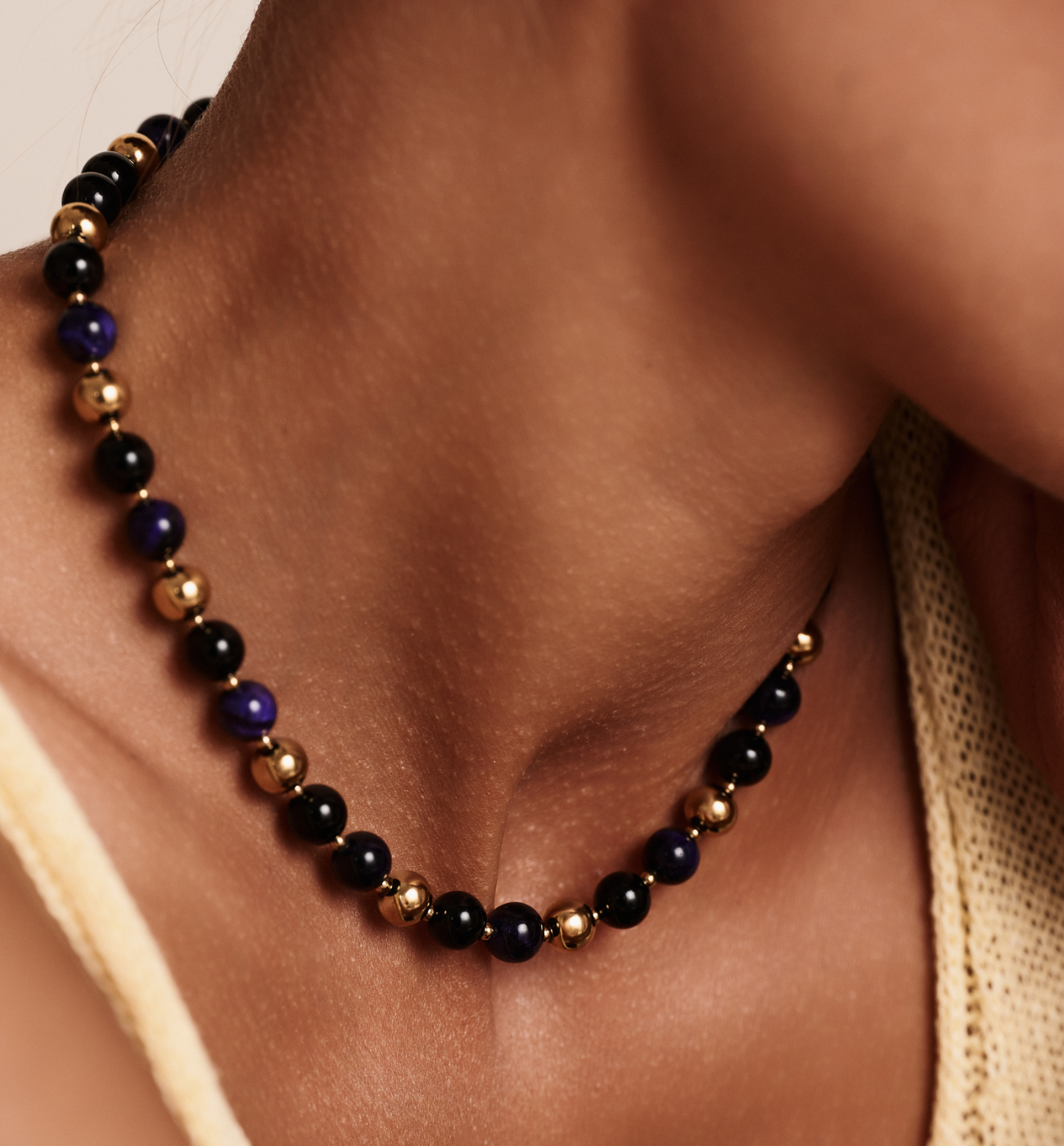 Naszyjnik z agatami i tygrysim okiem - By Dziubeka