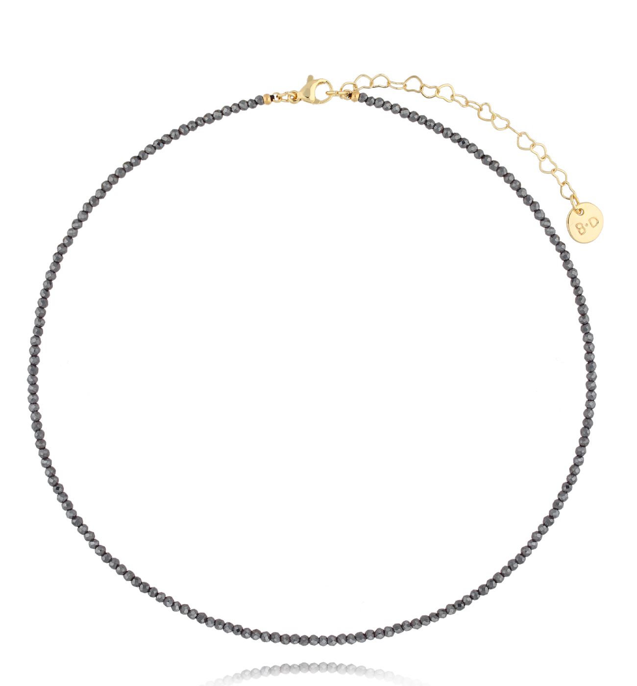 Naszyjnik ze stalowymi hematytami Mini Fina - By Dziubeka