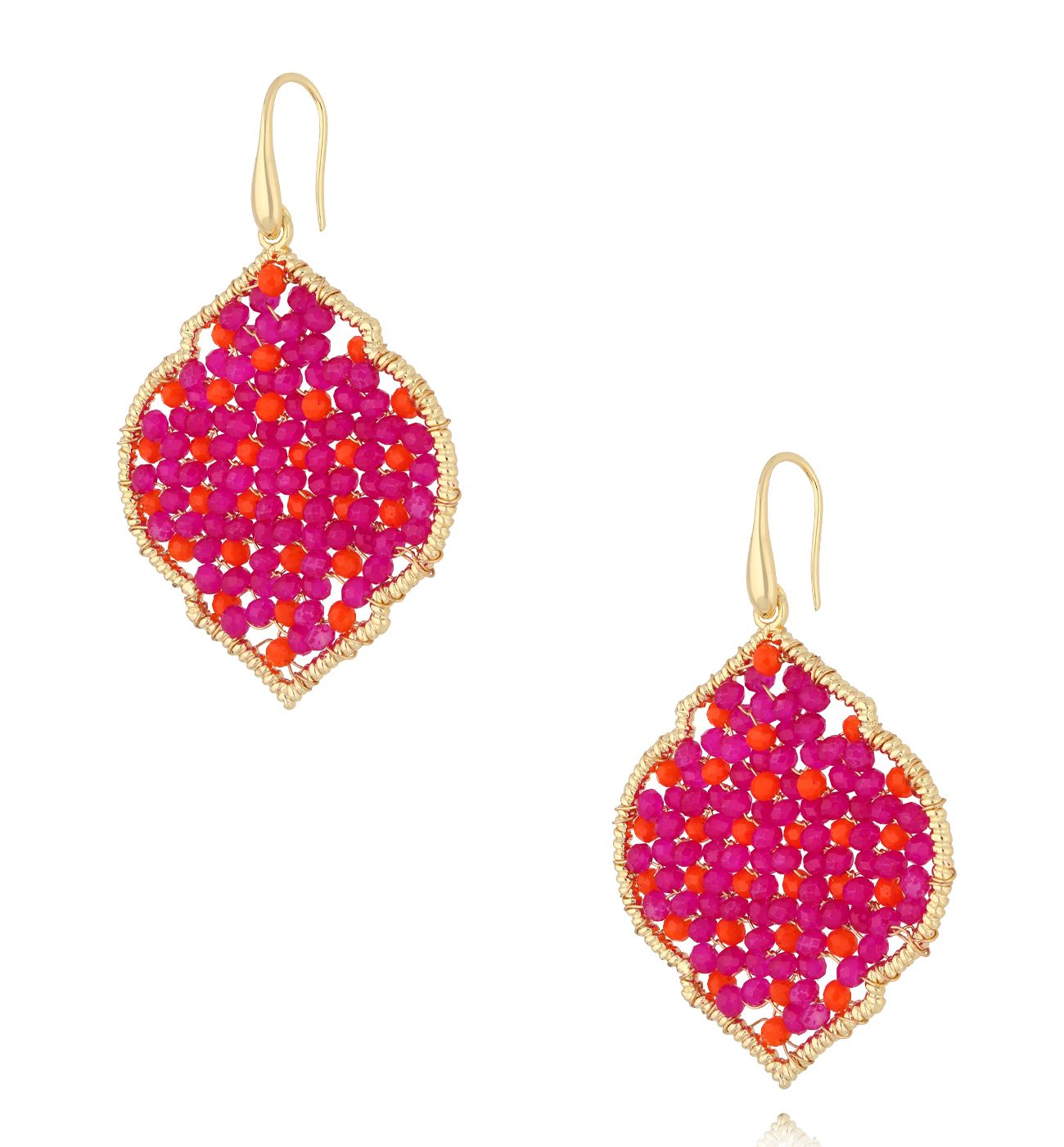 Kolczyki z fuksjowymi kryształkami KWE0198 - By Dziubeka