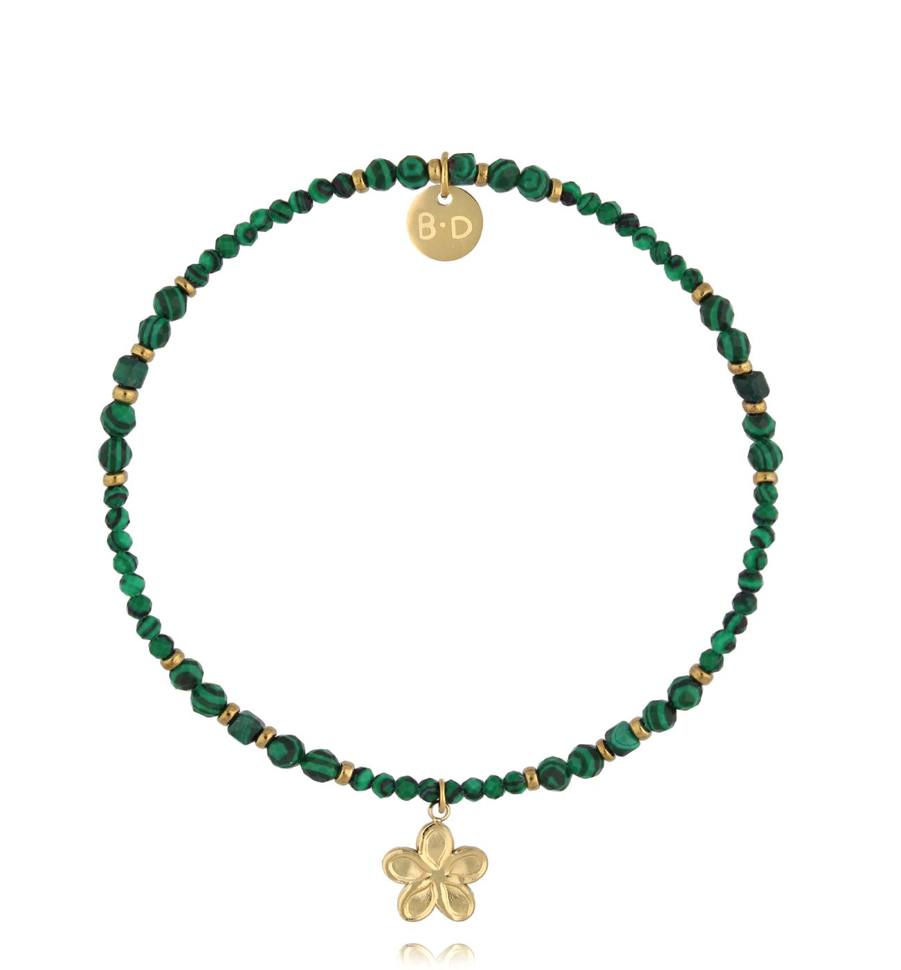 Bransoletka zielona z kwiatuszkiem - By Dziubeka