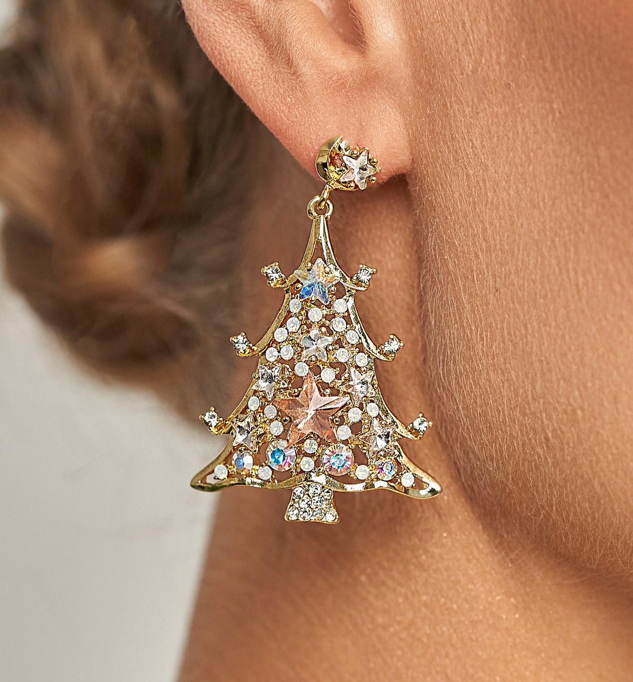 Kolczyki złote choinki Christmas Tree II - By Dziubeka