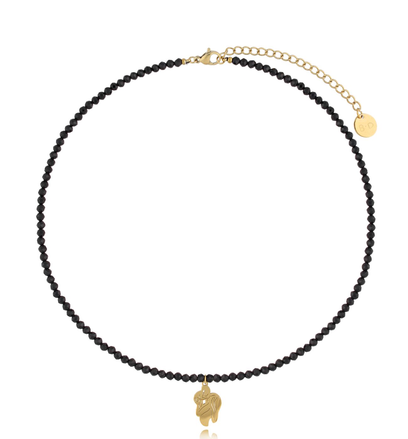 Naszyjnik z turmalinami i złotą zawieszką Mama - By Dziubeka