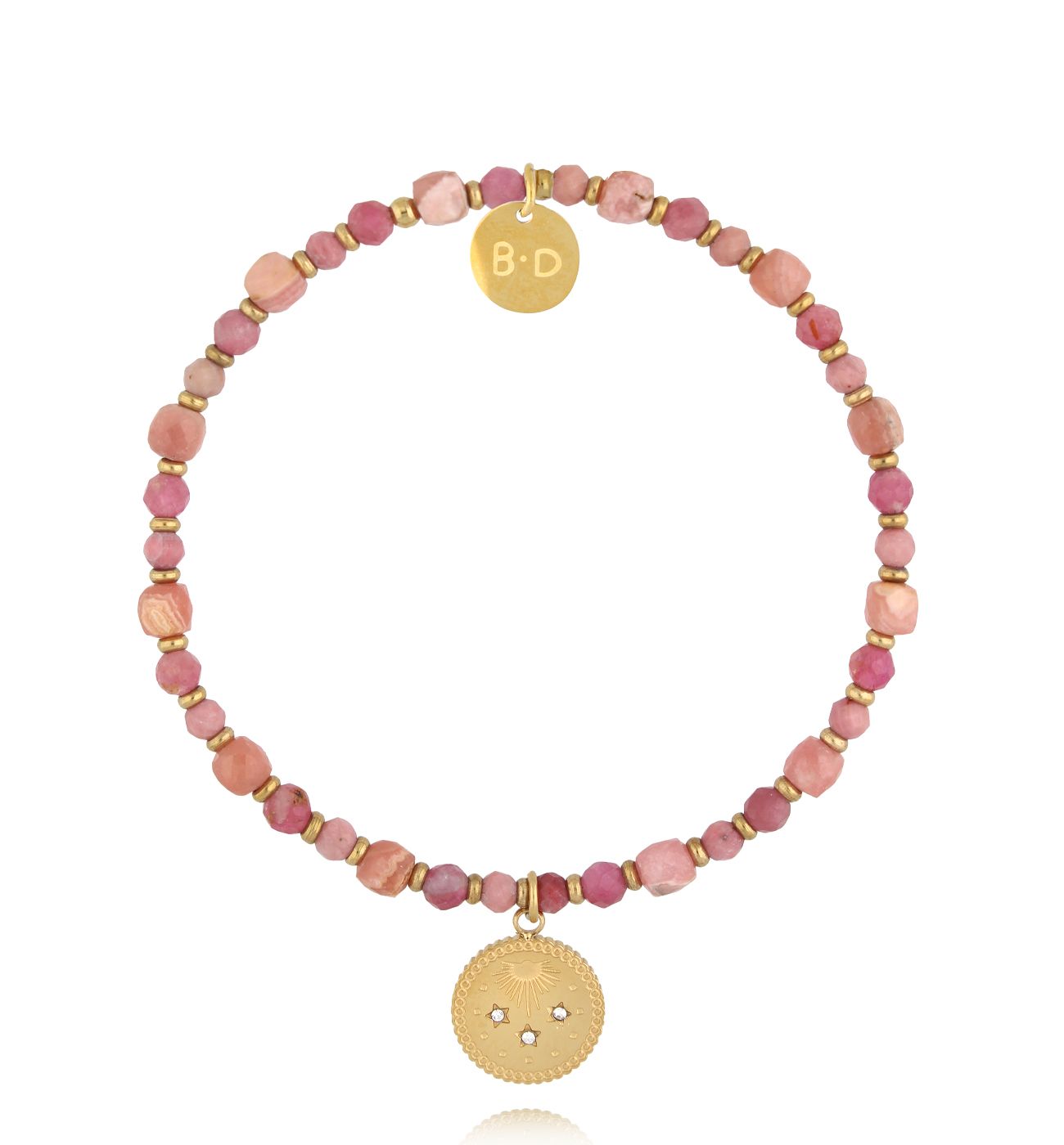 Bransoletka z rodochrozytami i turmalinami - By Dziubeka