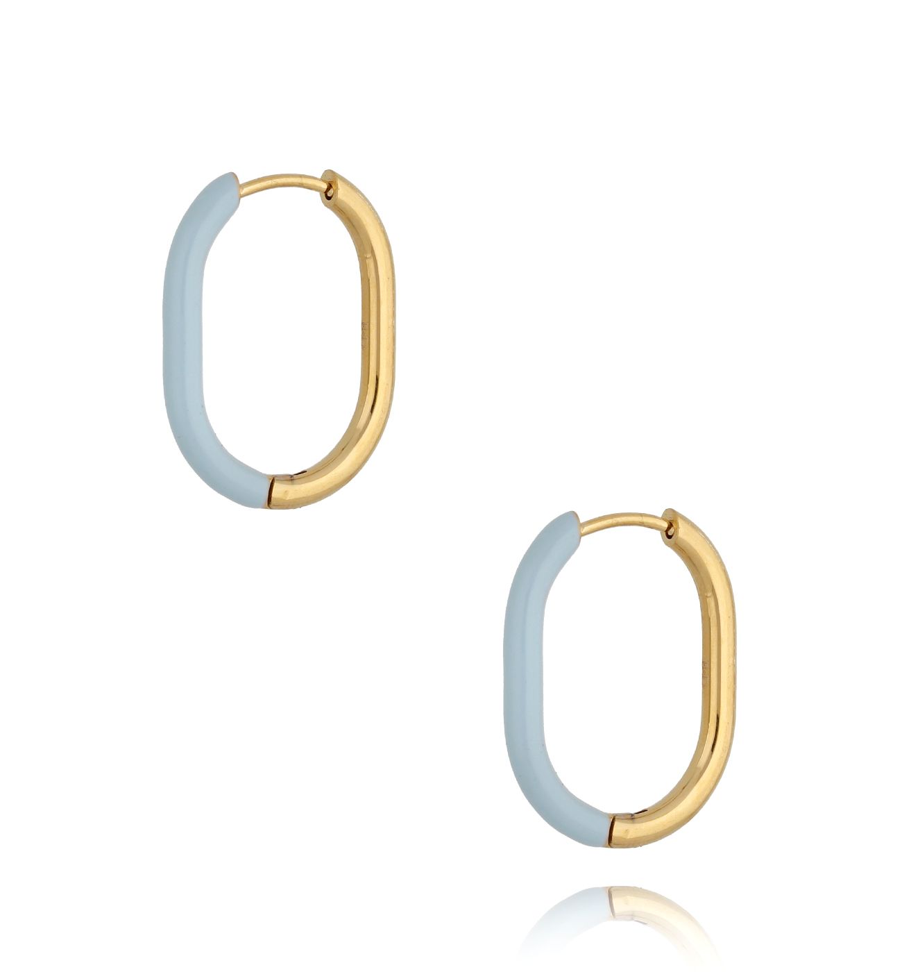 Kolczyki złote z błękitną emalią owalne Enamel KSA0911