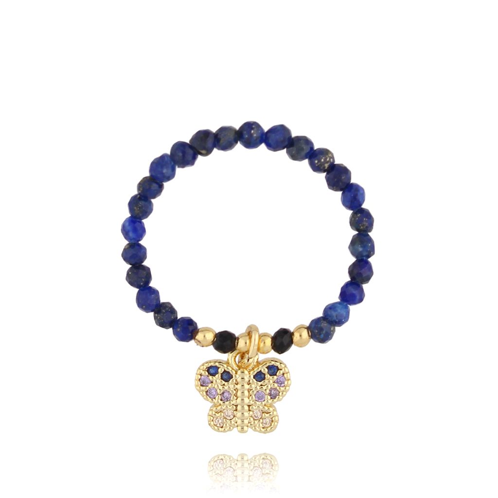 Pierścionek z lapisami i motylkiem Siamanna - By Dziubeka