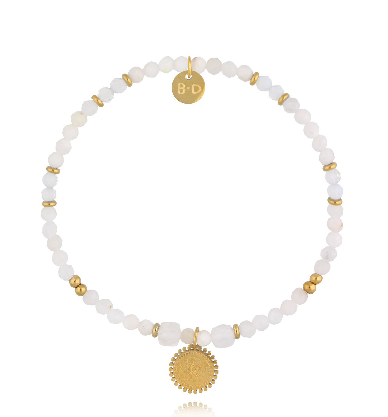Bransoletka biała ze złotą zawieszką - By Dziubeka