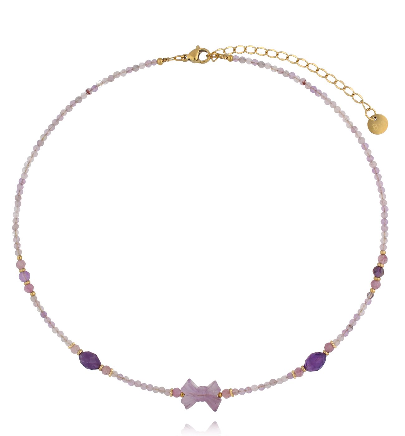 Naszyjnik z ametystem i motywem kokardki NPA1443