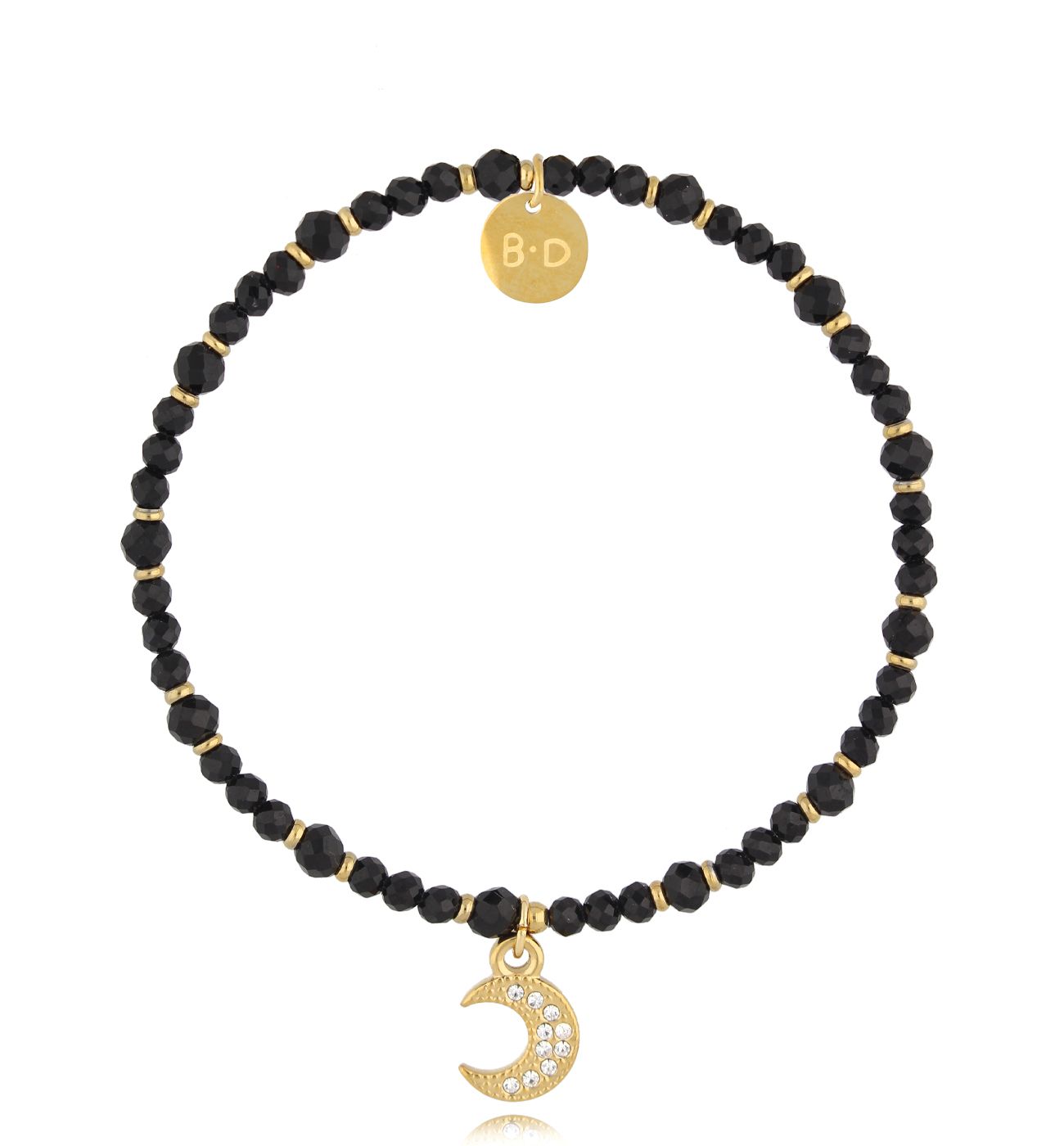 Bransoletka z turmalinami i złotym księżycem - By Dziubeka